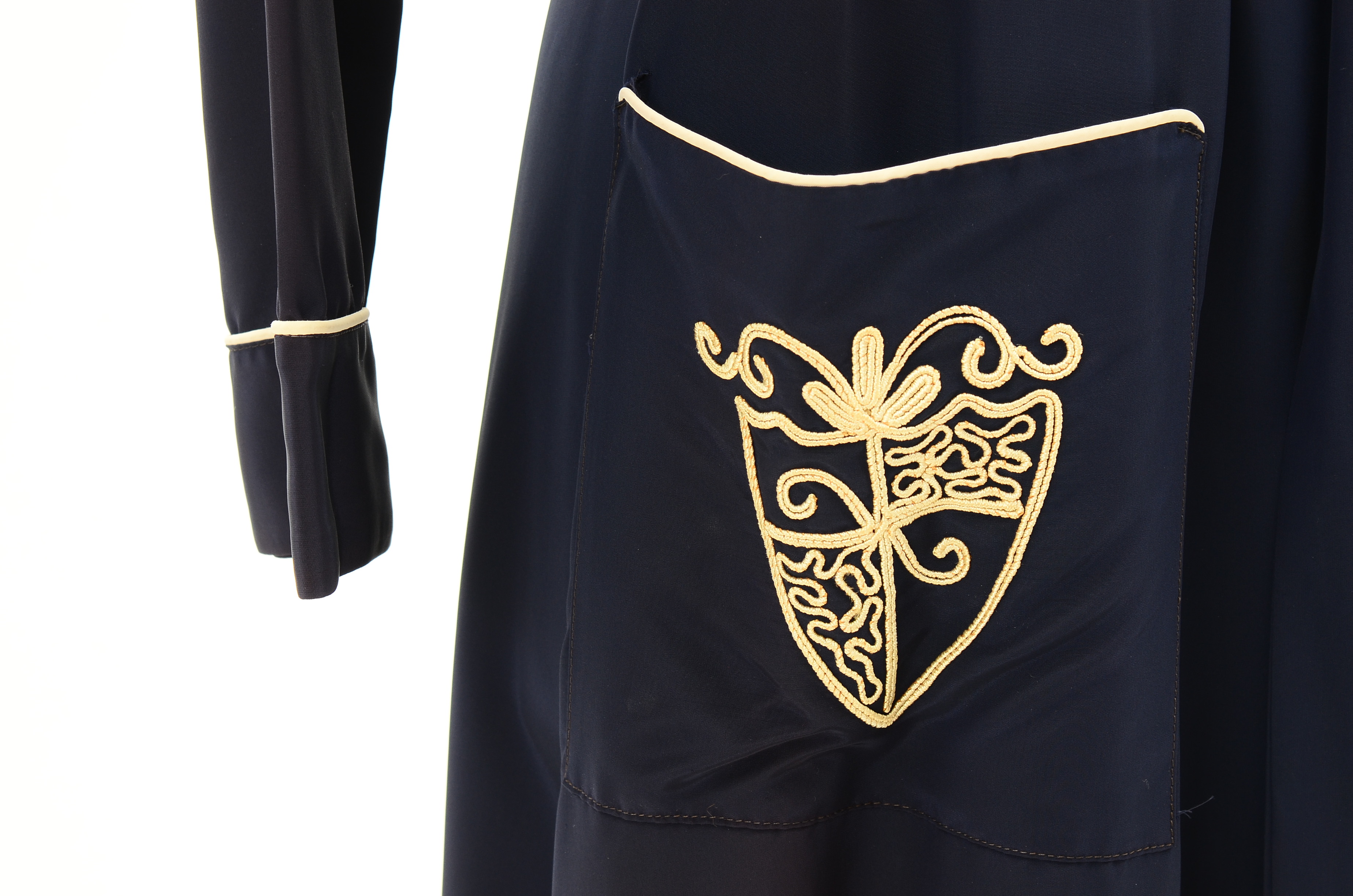 Vintage Embroidered Navy Robe