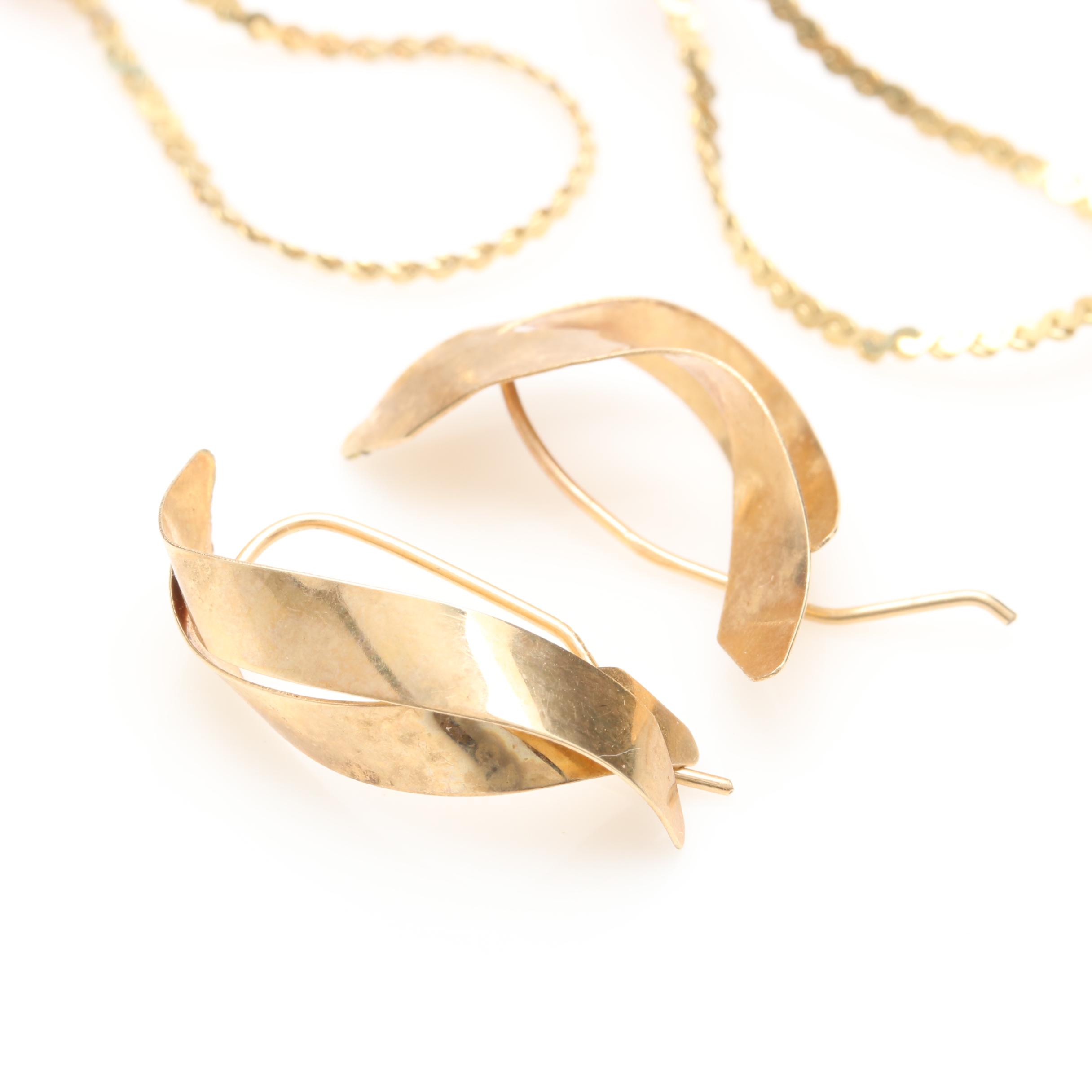 10K and 14K Yellow Gold Scrap Jewelry Including Glass Accent