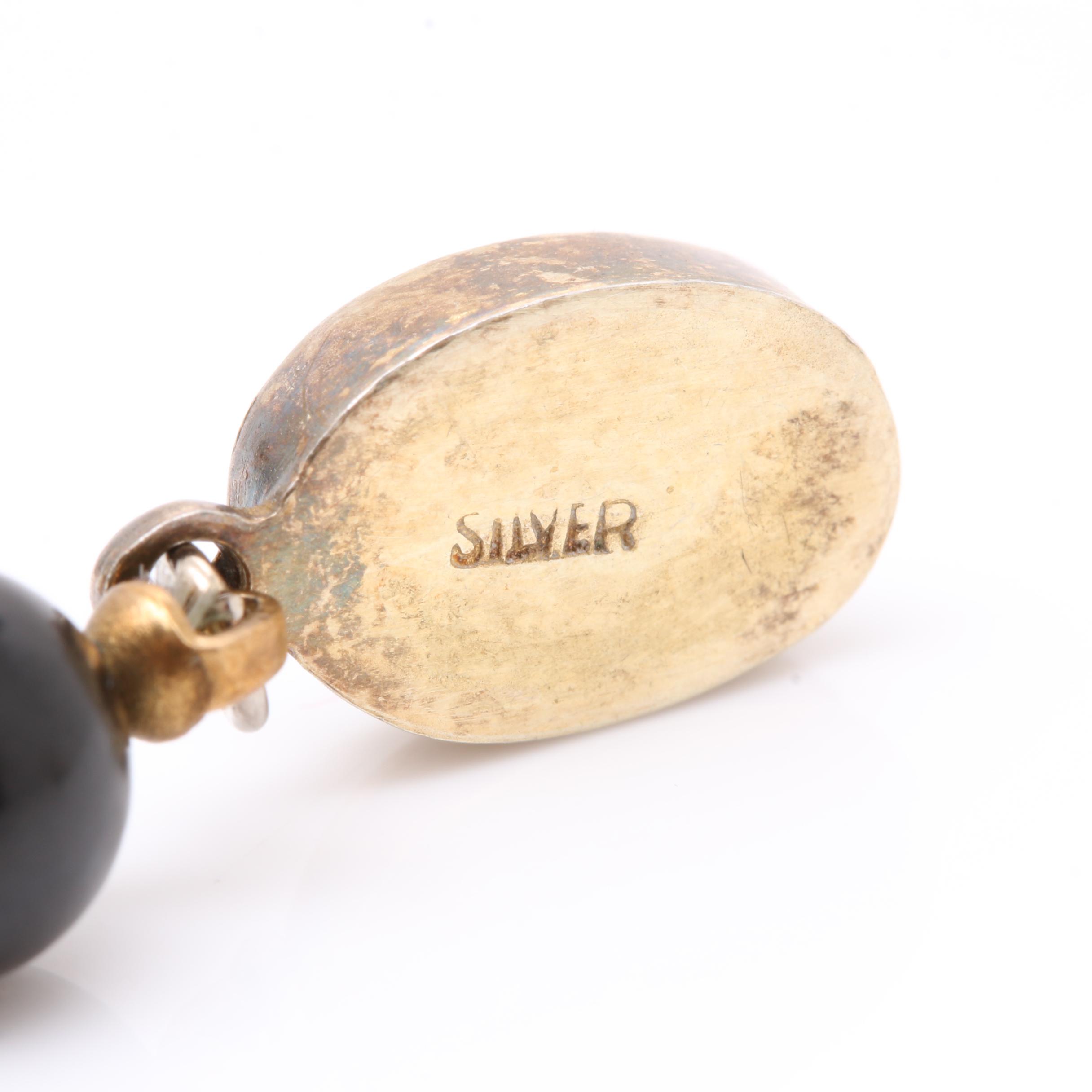 Nephrite, Tiger's Eye, and Rhodonite Jewelry Selection Including Cloissoné