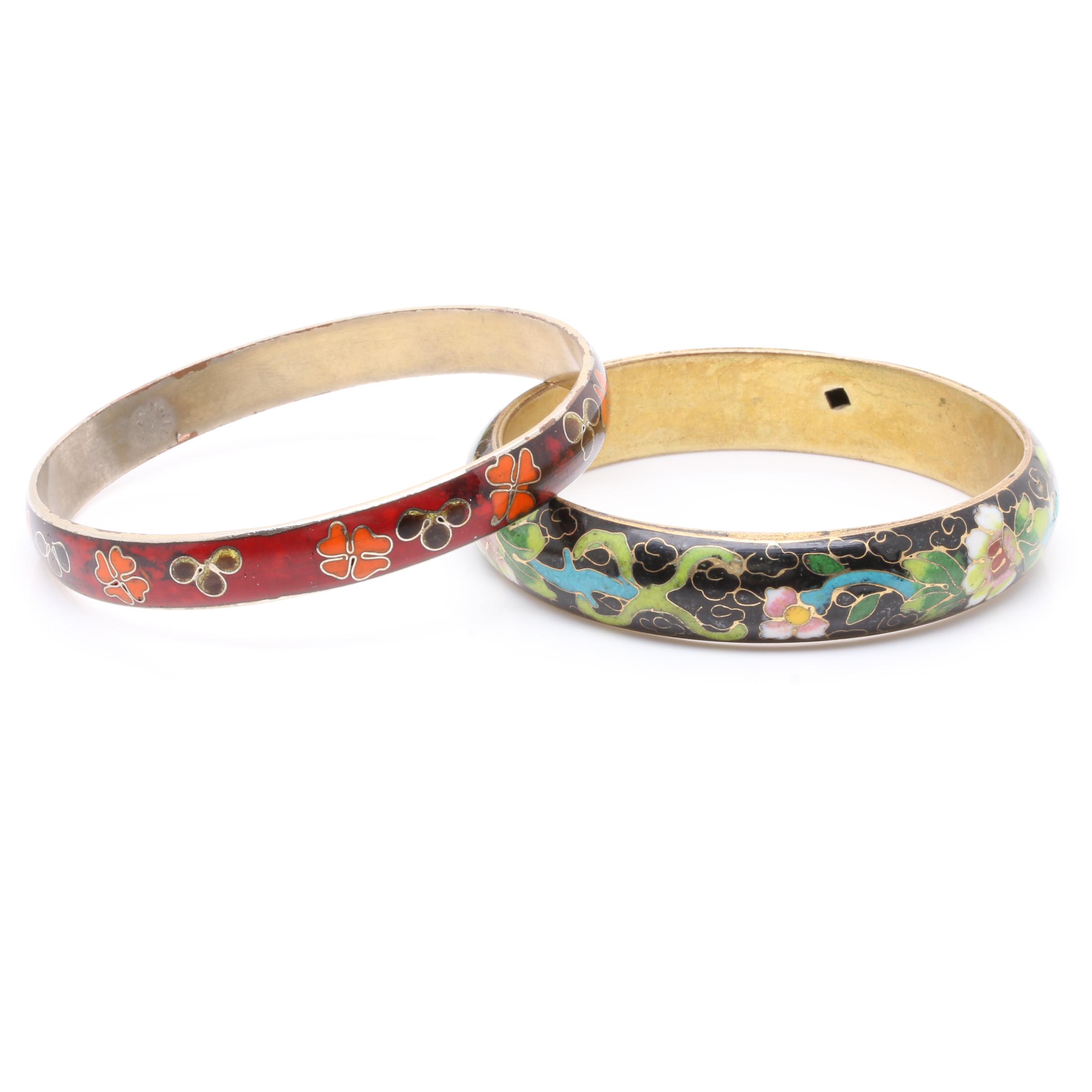 Nephrite, Tiger's Eye, and Rhodonite Jewelry Selection Including Cloissoné