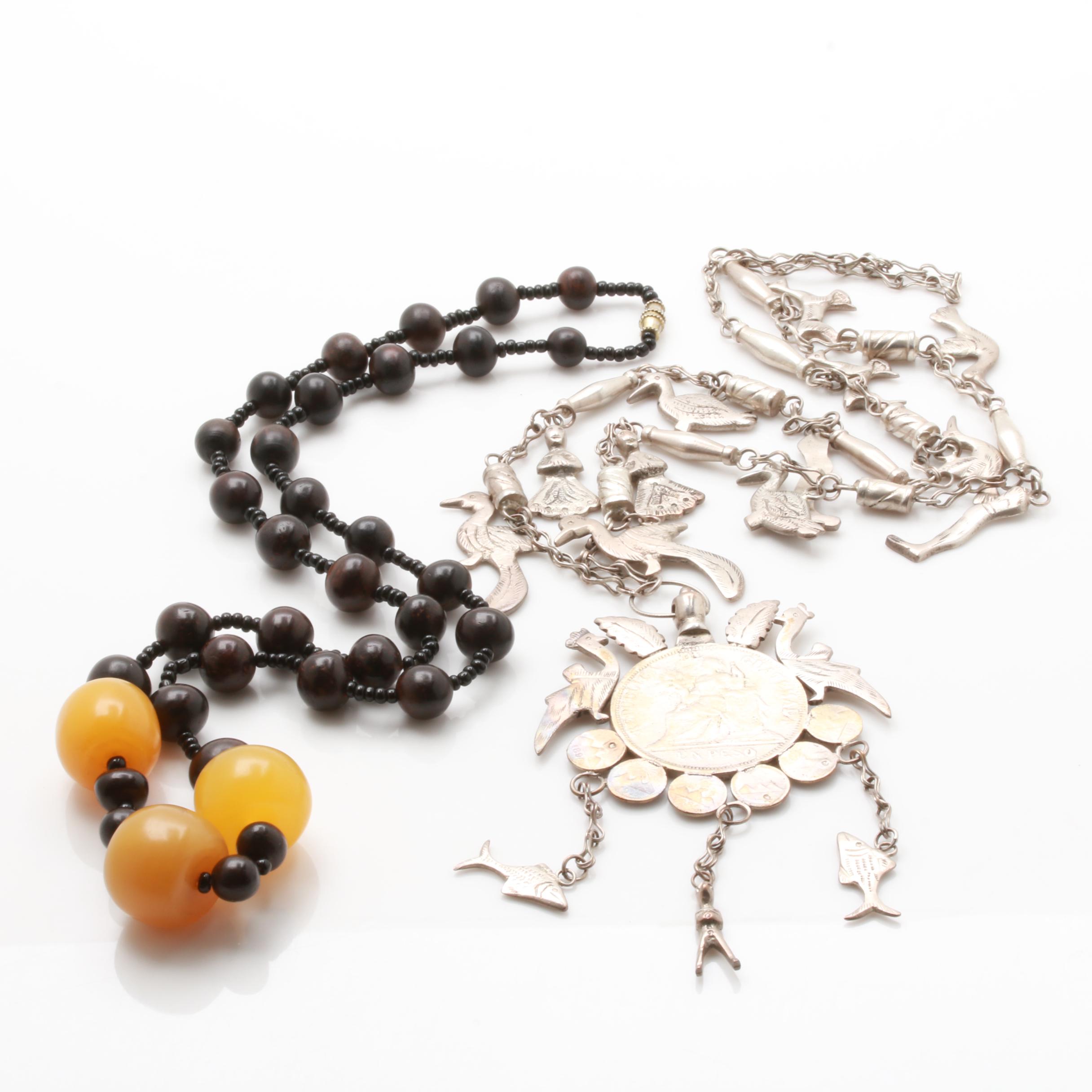 Guatemalan Chachal Milagro and Copal and Seed Necklaces