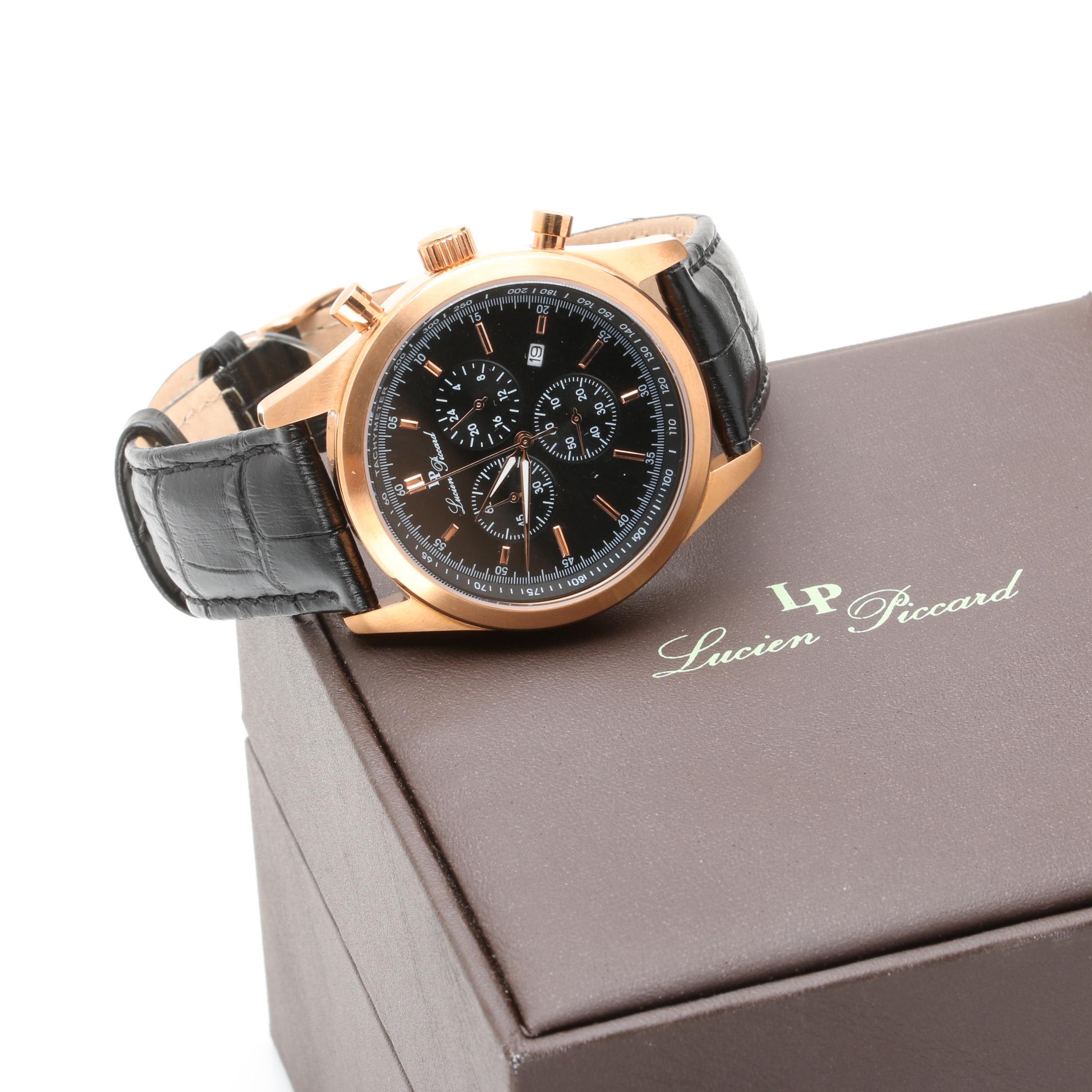 Lucien Piccard Stainless Steel and Leather Analog Watch