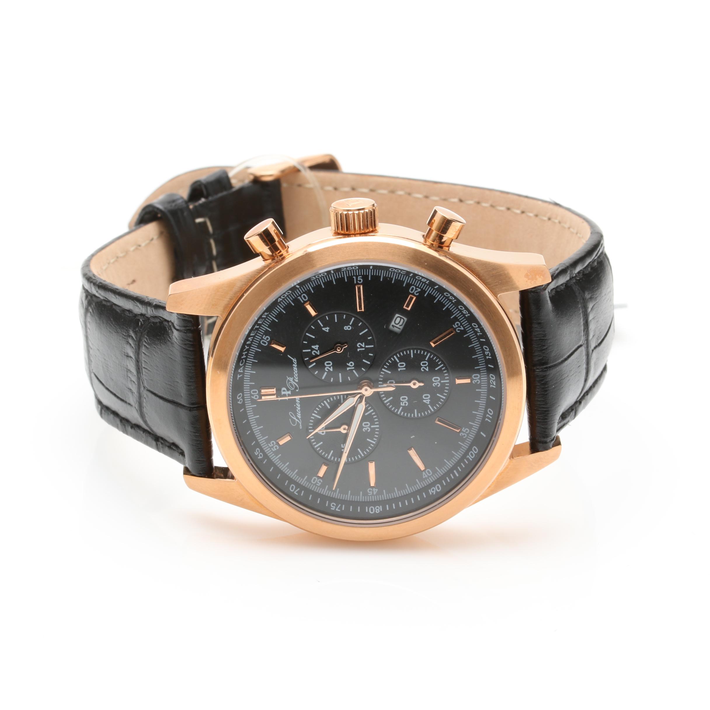 Lucien Piccard Stainless Steel and Leather Analog Watch
