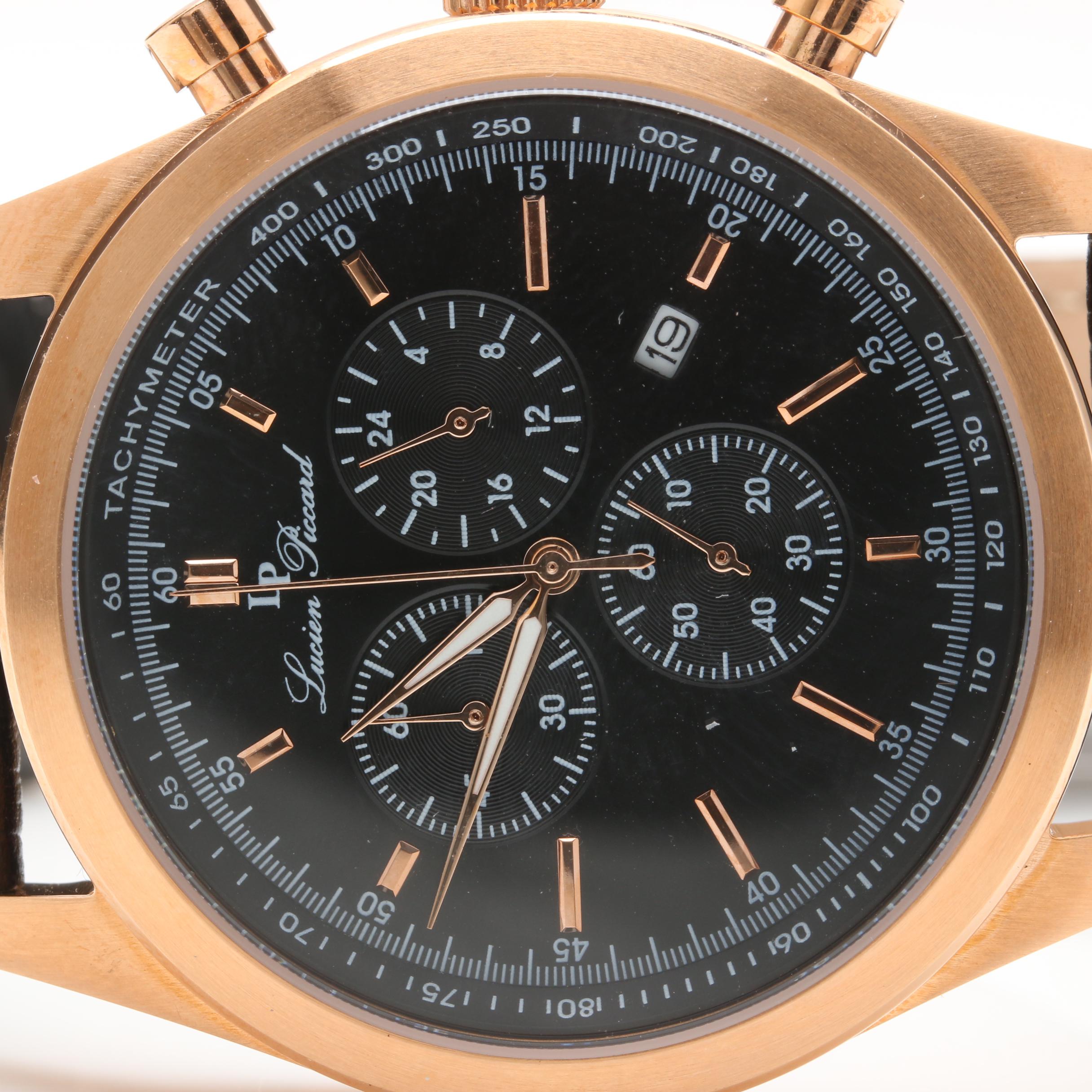 Lucien Piccard Stainless Steel and Leather Analog Watch