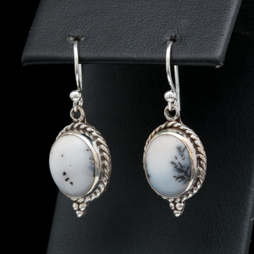 Sterling Silver and Dendritic Opal Earrings