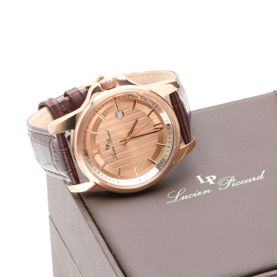 Lucien Piccard Stainless Steel and Leather Wristwatch