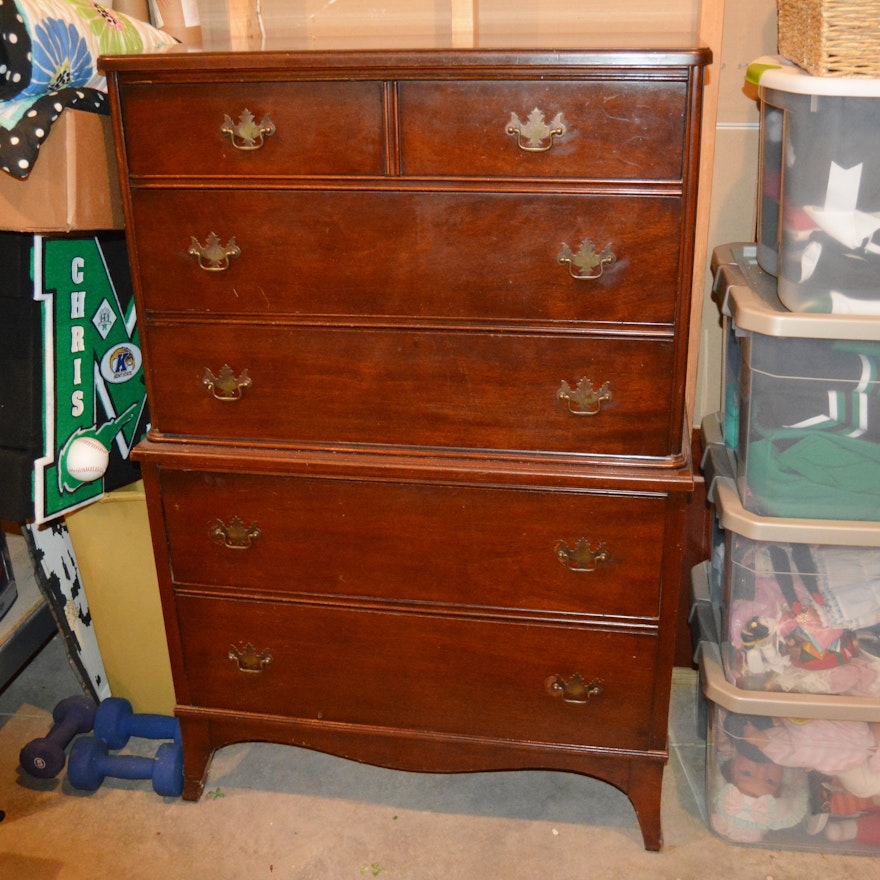 Mid 20th Century Hepplewhite Style Highboy Dresser
