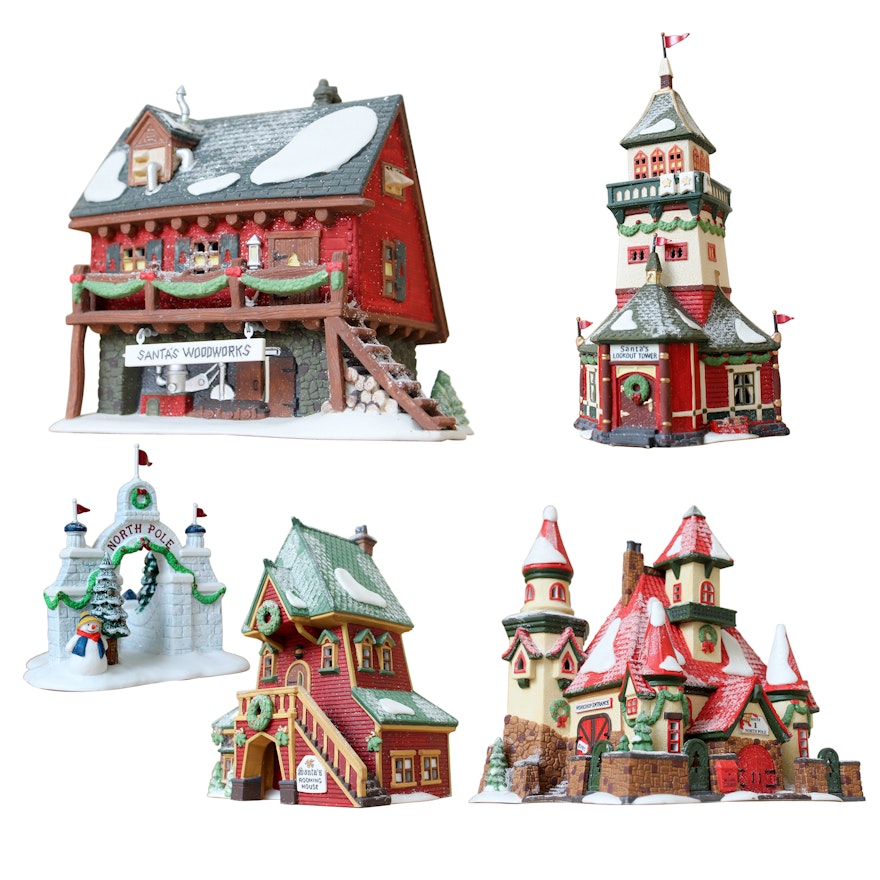 Six Department 56 "North Pole Series" Village Houses and Buildings