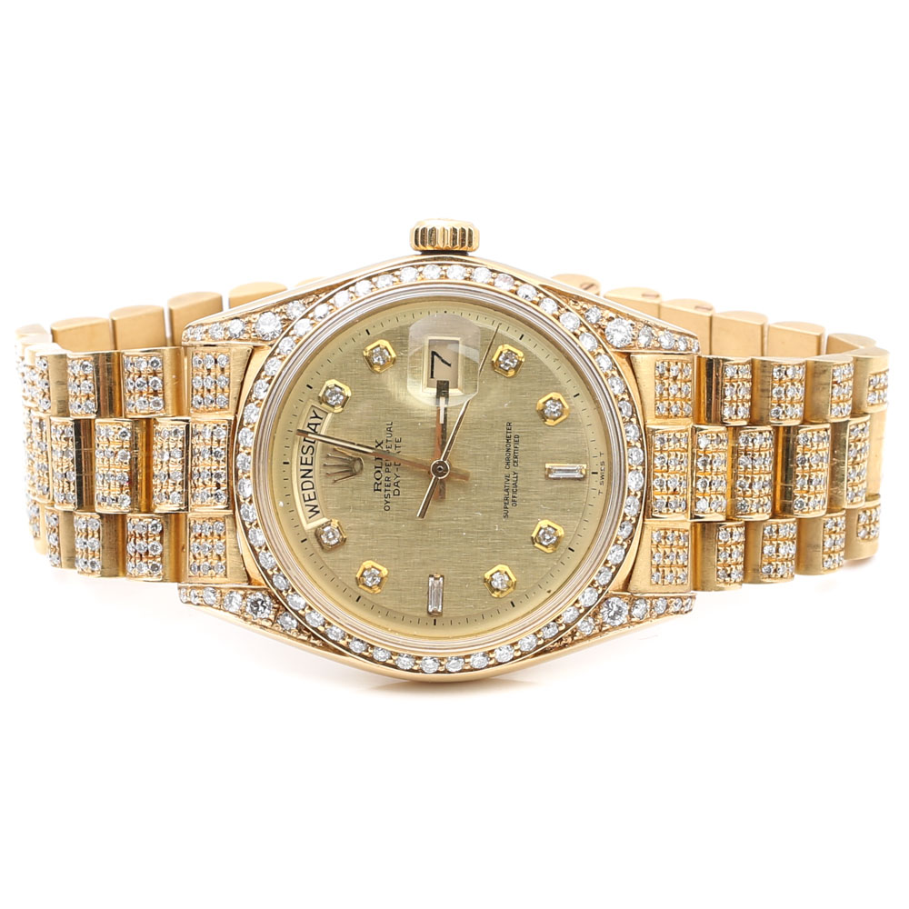 Rolex Oyster Perpetual Day-Date 18K Yellow Gold and 5.16 CTW Diamond Watch
