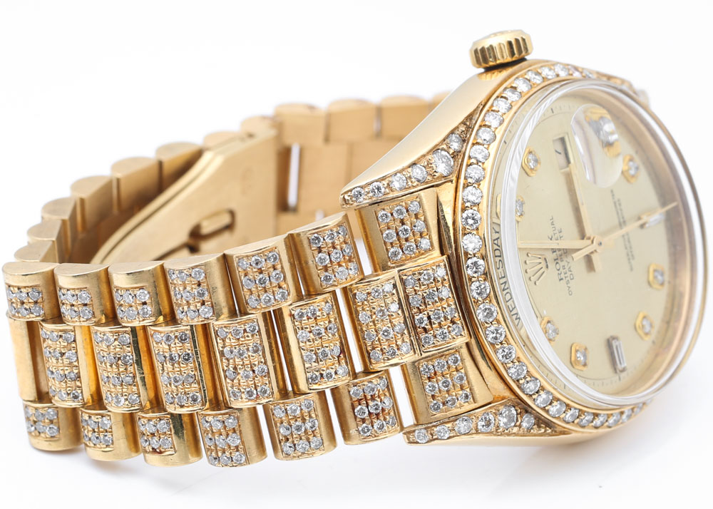 Rolex Oyster Perpetual Day-Date 18K Yellow Gold and 5.16 CTW Diamond Watch