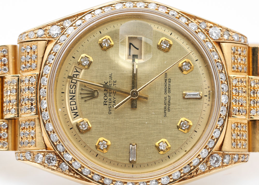 Rolex Oyster Perpetual Day-Date 18K Yellow Gold and 5.16 CTW Diamond Watch