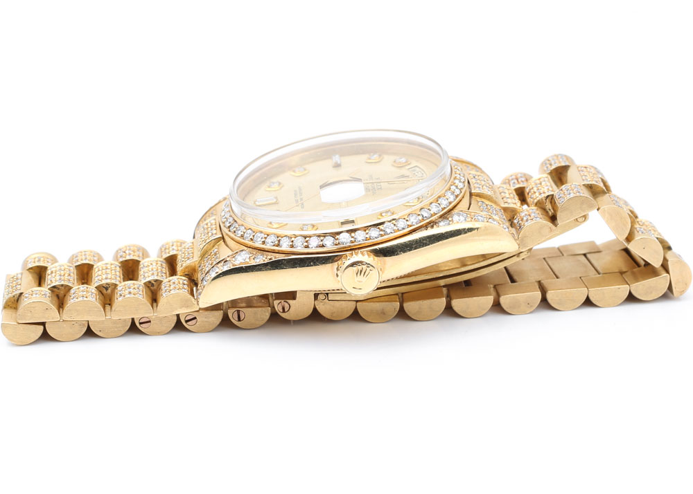 Rolex Oyster Perpetual Day-Date 18K Yellow Gold and 5.16 CTW Diamond Watch