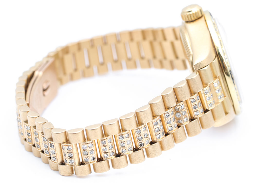 Rolex Oyster Perpetual Datejust 18K Gold 1.80 CTW Diamond & Sapphire Watch