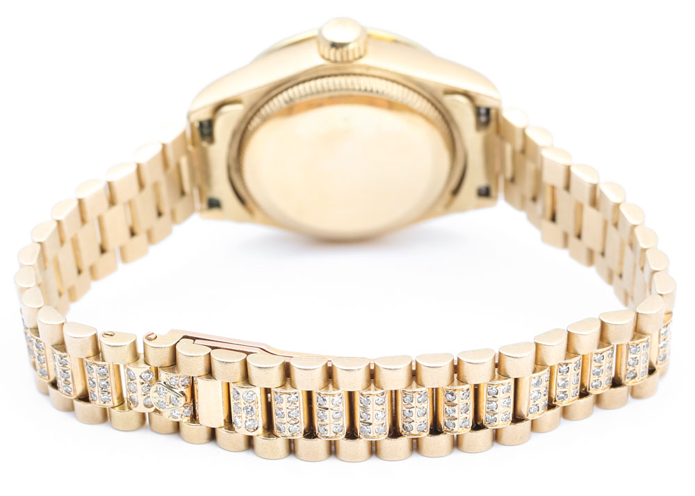 Rolex Oyster Perpetual Datejust 18K Gold 1.80 CTW Diamond & Sapphire Watch