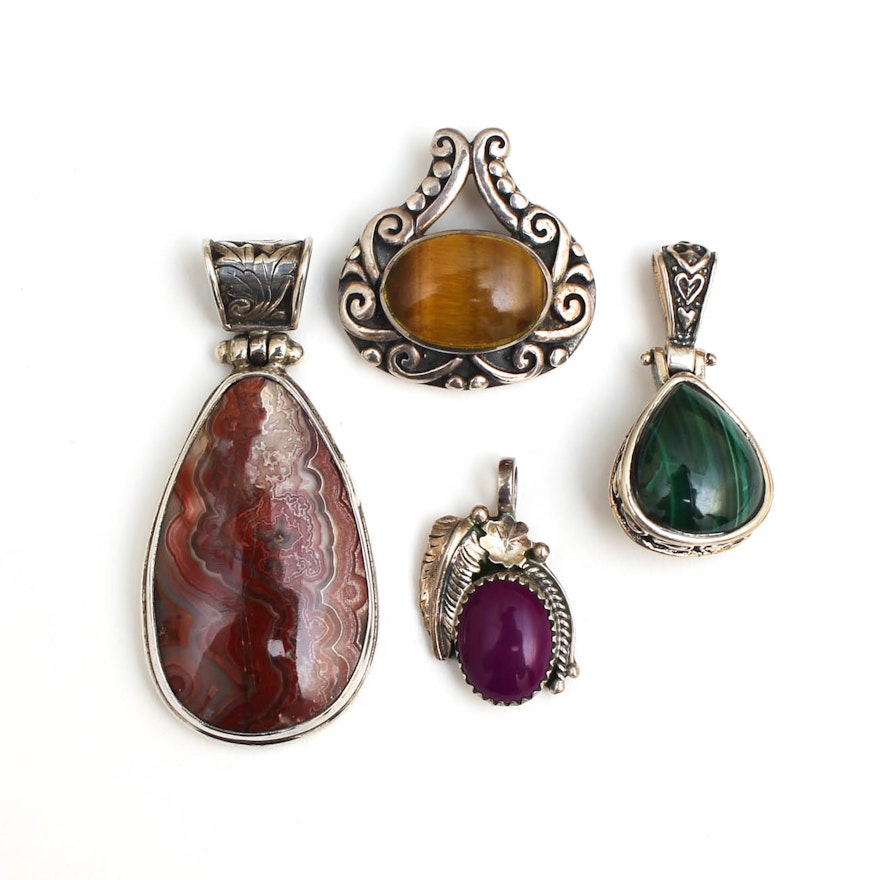 Sterling Silver Pendants with Gemstones