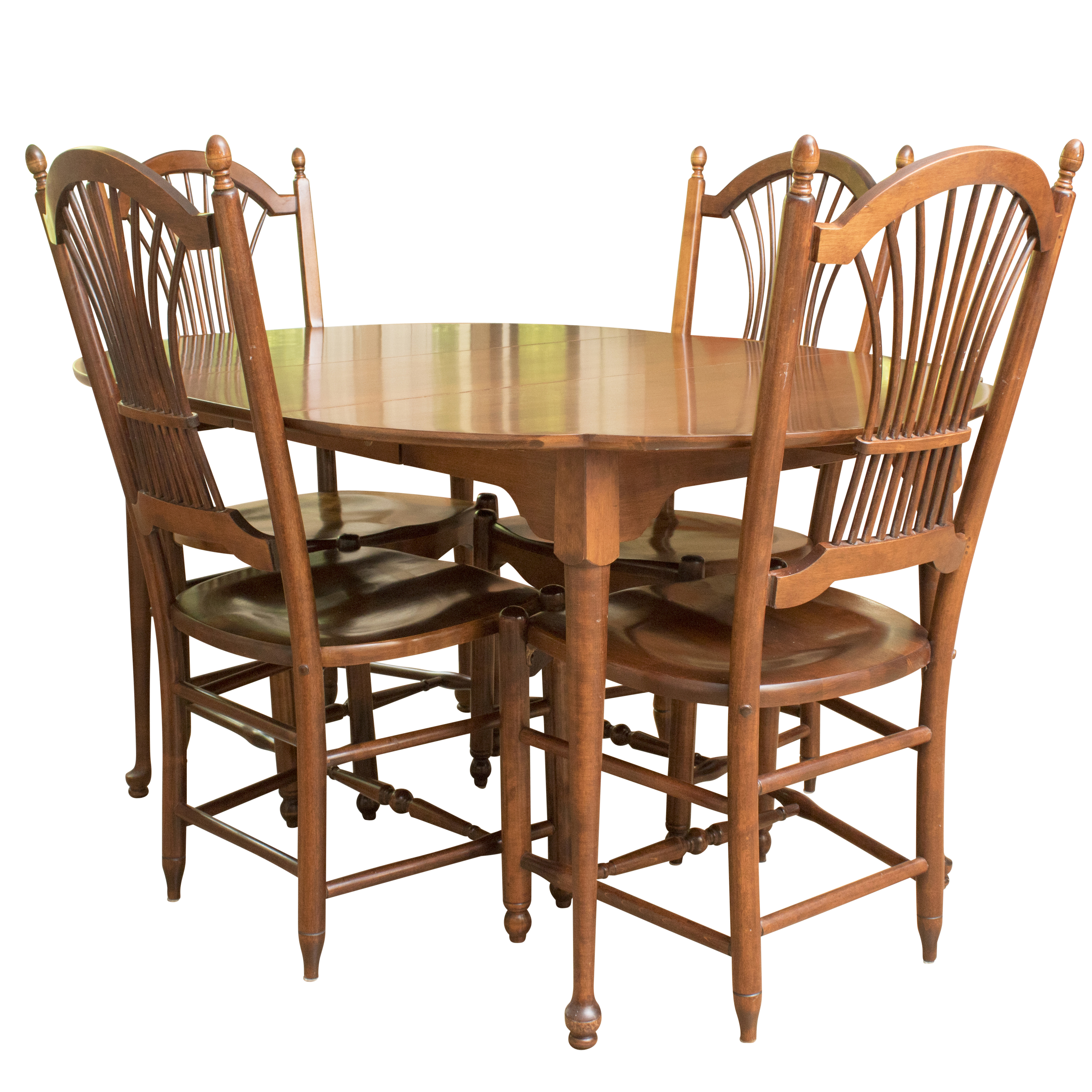 Queen Anne Style Dining Table and Nichols Stone Wheat Back Chairs