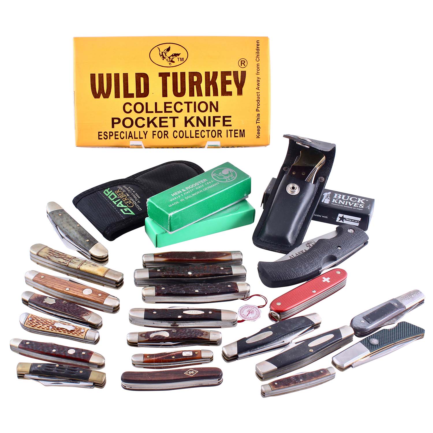 Large Collection of Vintage Pocket Knives Including Case