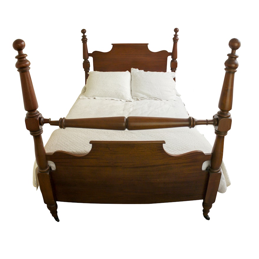 Queen Anne Style Full Bed Frame and Matelasse Bedding