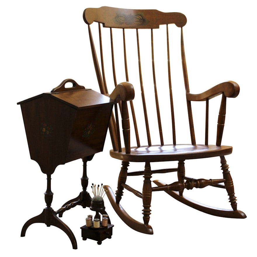 Ethan Allen Vintage Rocking Chair and Sewing Box