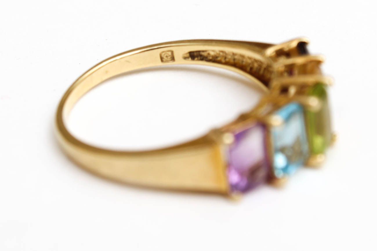 14K Yellow Gold Ring with Gemstones