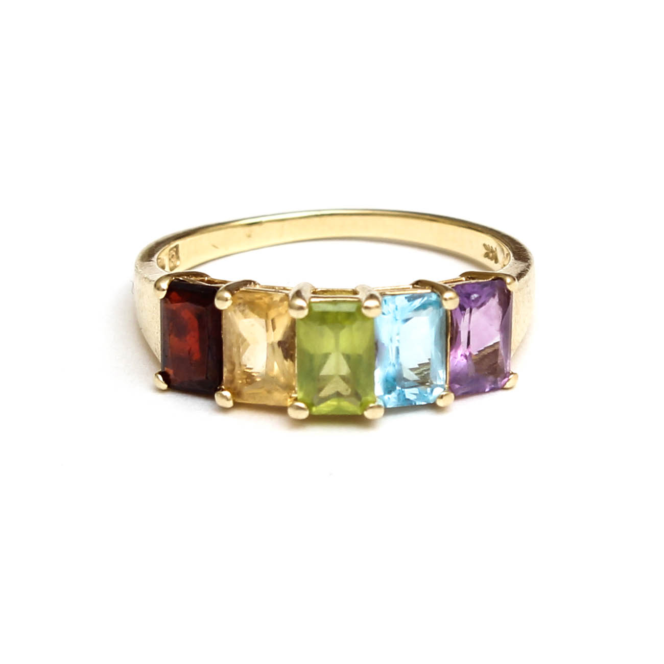 14K Yellow Gold Ring with Gemstones
