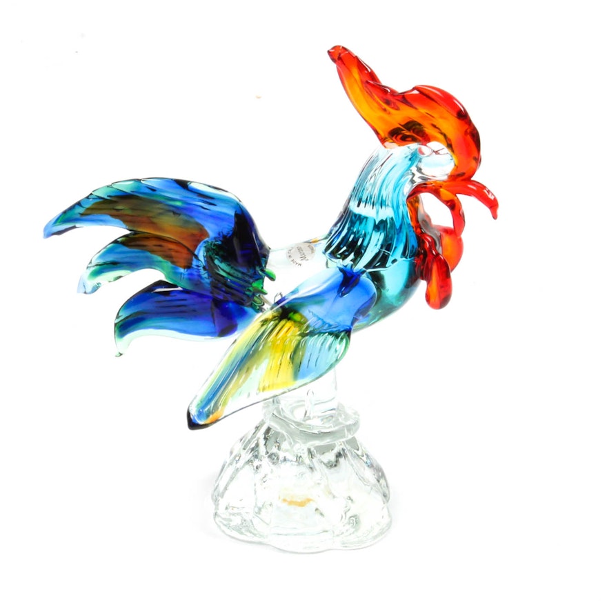 Hand Blown Murano Art Glass Rooster