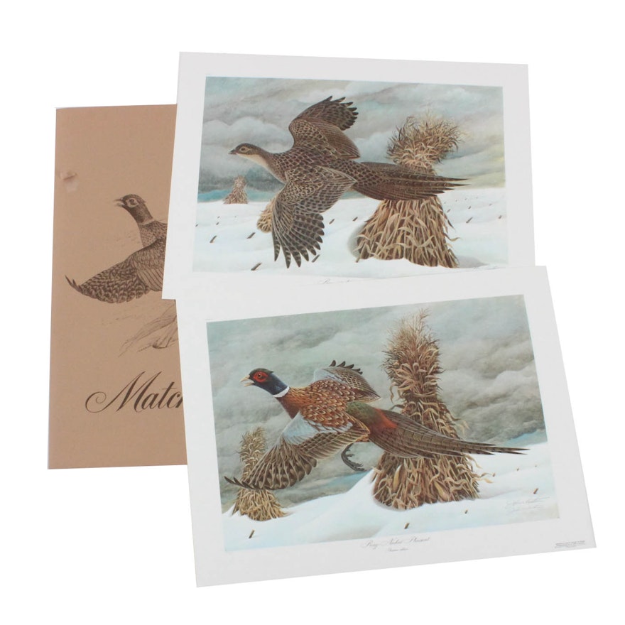 "Ring Neck Pheasant Matched Pair" John Ruthven Signed Limited Offset Lithographs