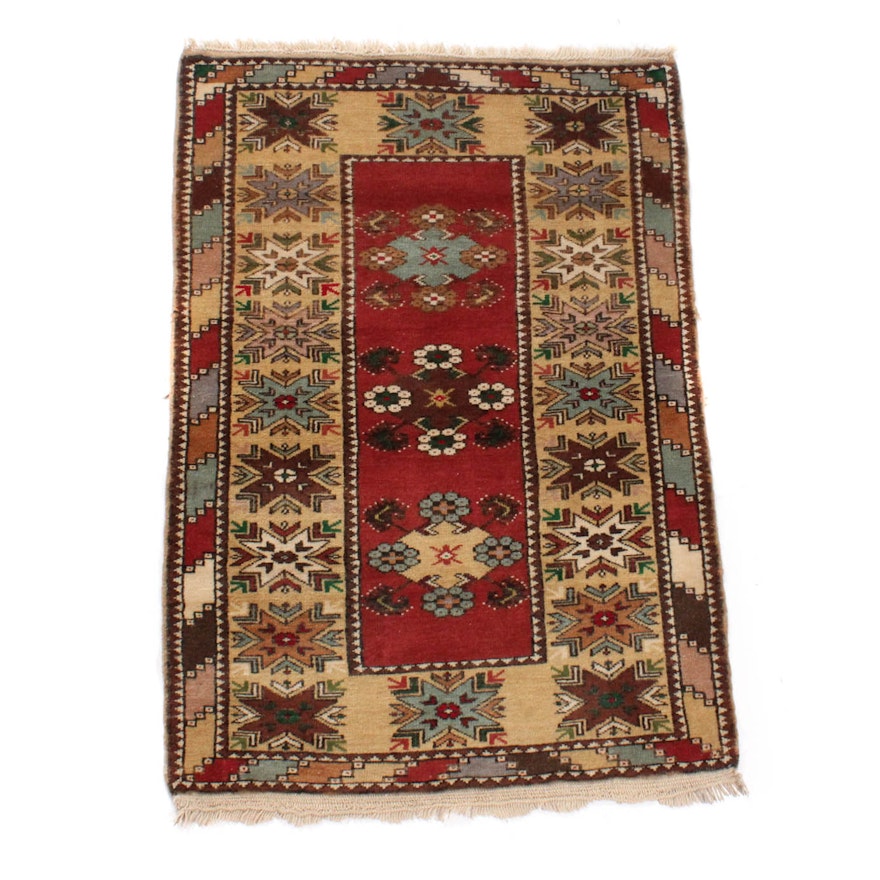 Semi-Antique Hand-Knotted Turkish Village Rug