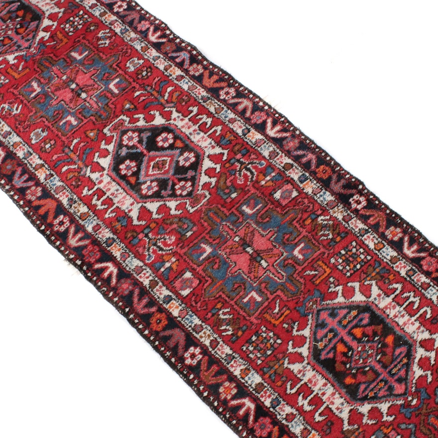 Semi-Antique Hand-Knotted Persian Karaja Heriz Runner