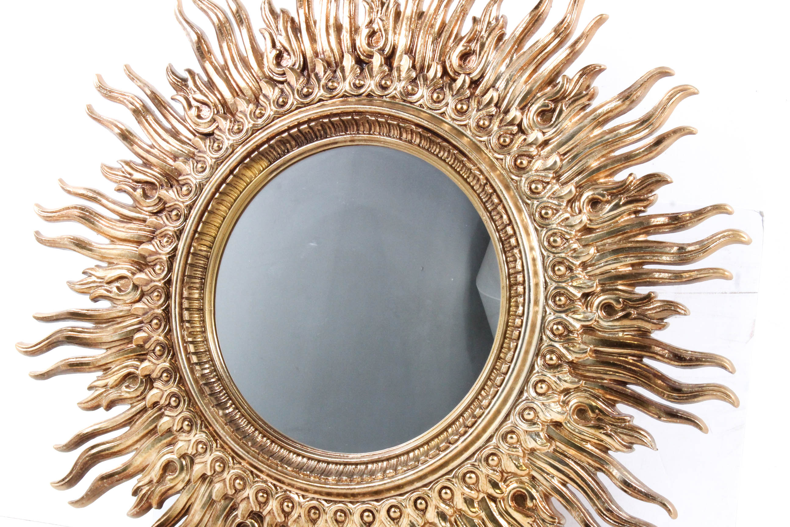 Vintage Syroco Golden Sunburst Framed Wall Mirror