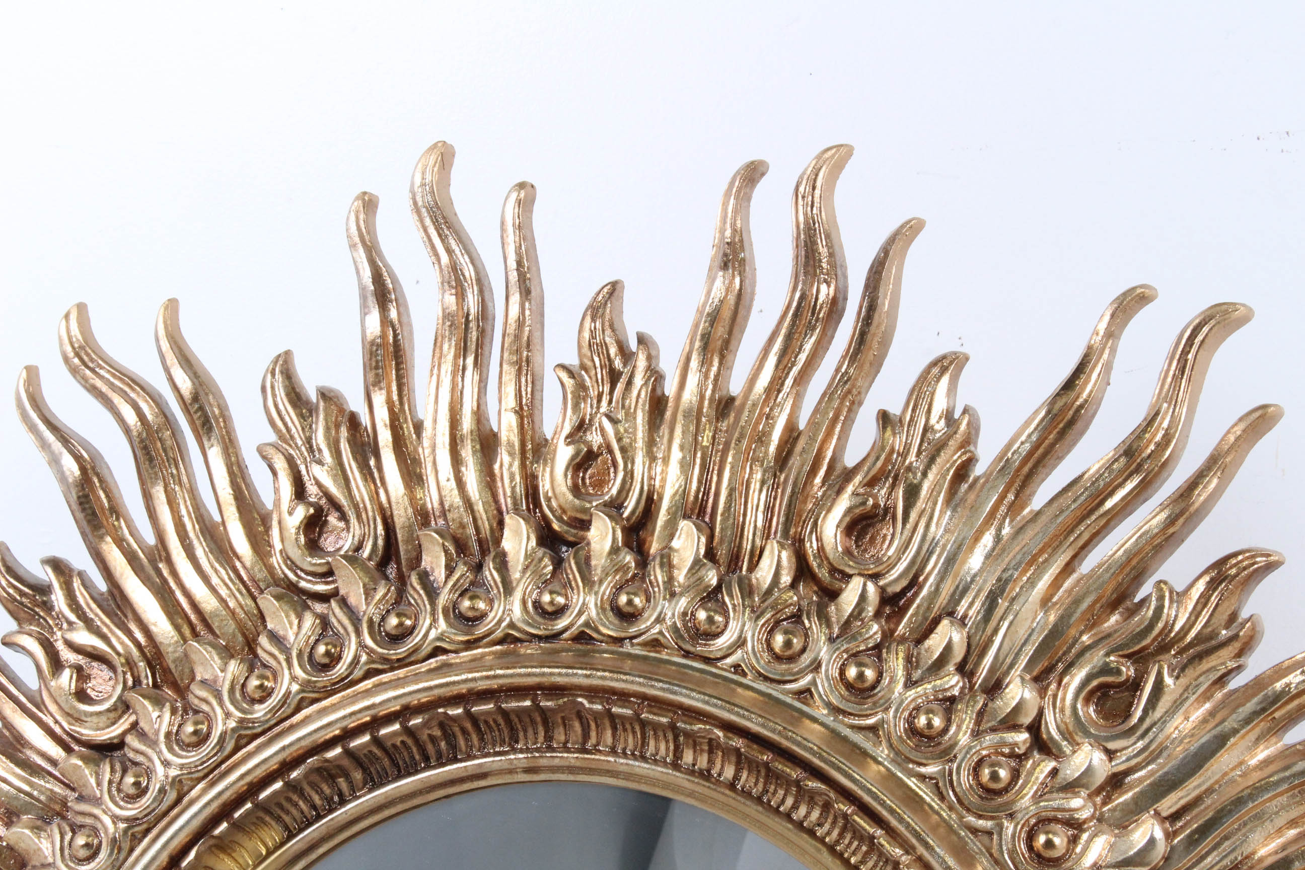 Vintage Syroco Golden Sunburst Framed Wall Mirror