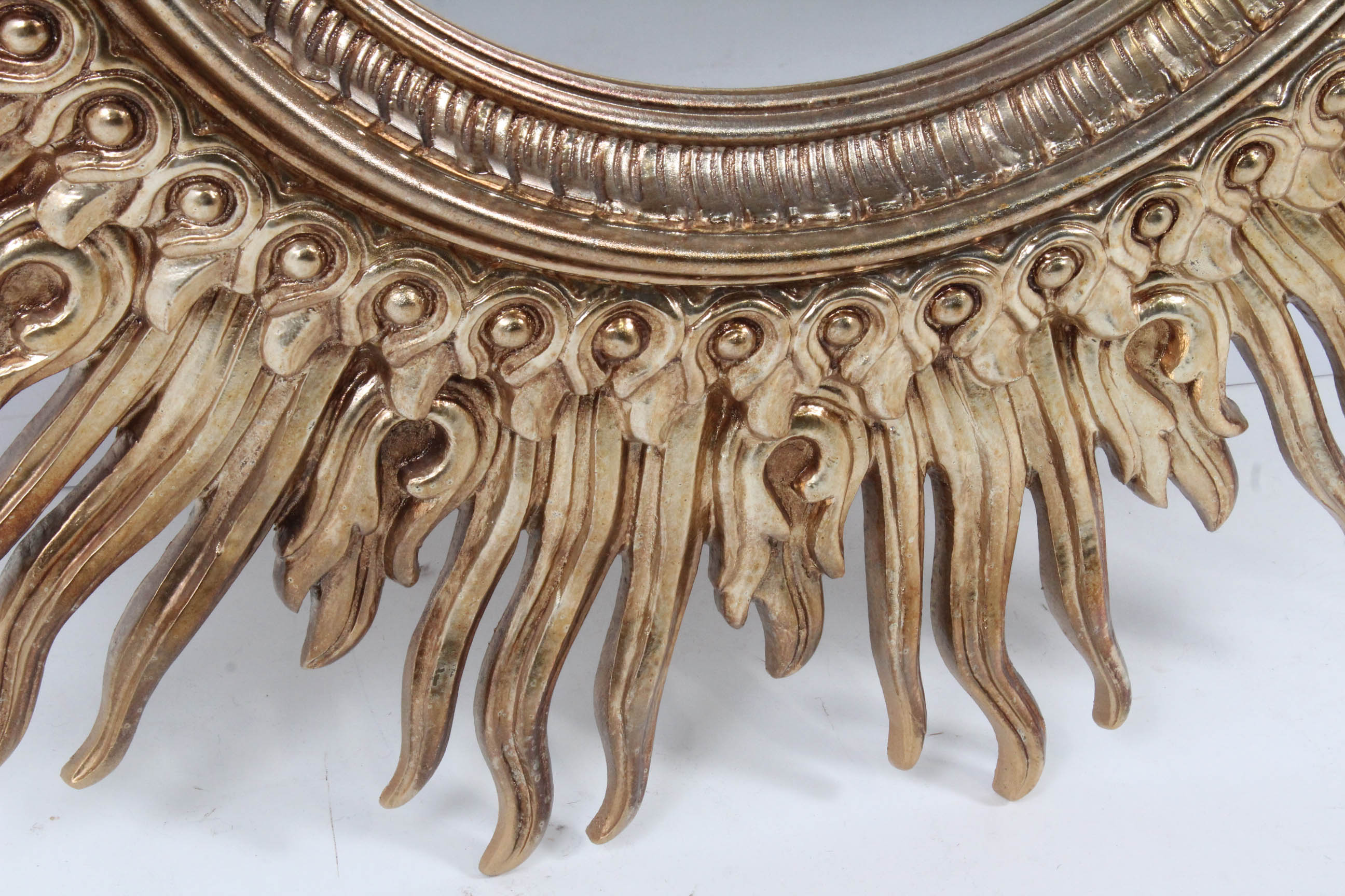 Vintage Syroco Golden Sunburst Framed Wall Mirror