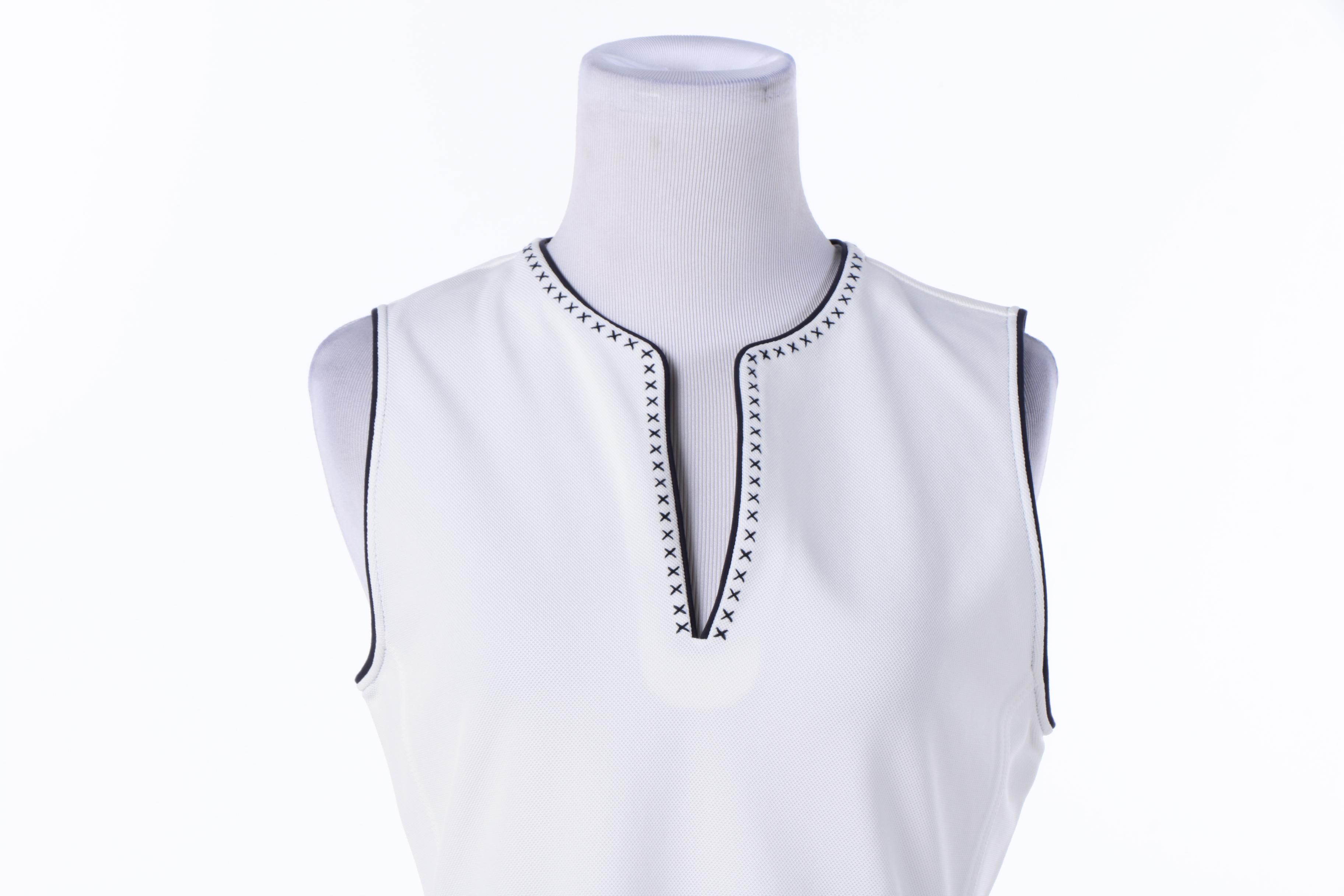 Tory Sport White Cross-Stitch Sleeveless Dress