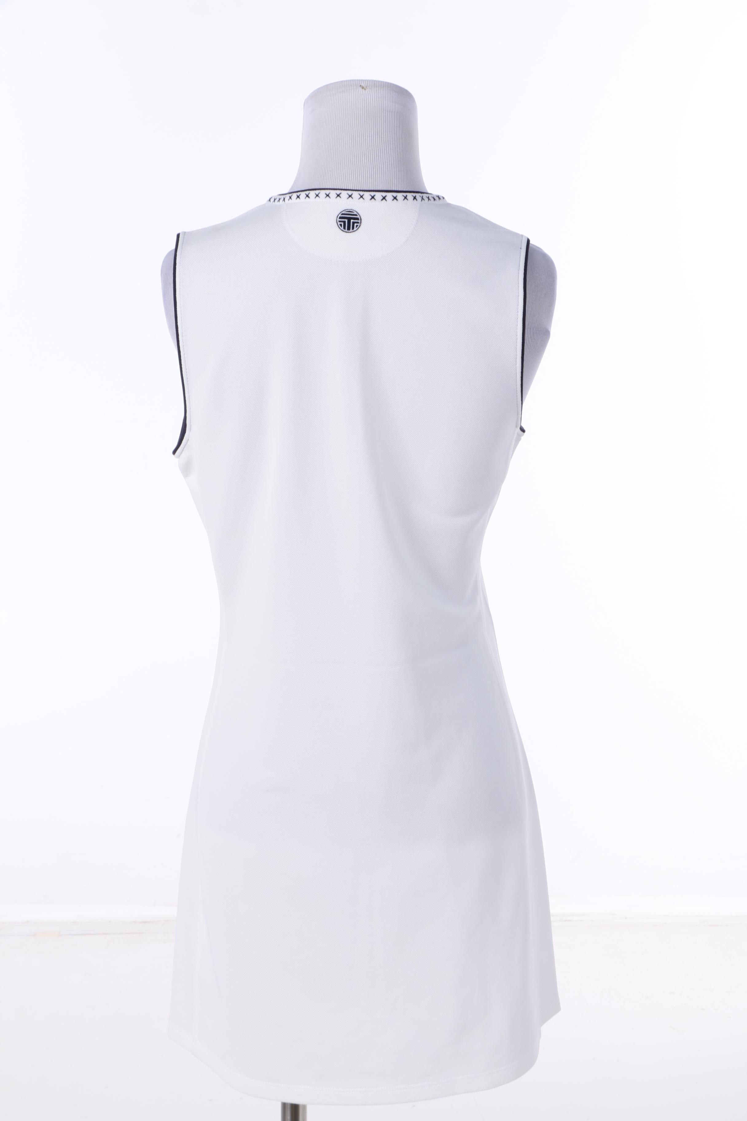 Tory Sport White Cross-Stitch Sleeveless Dress