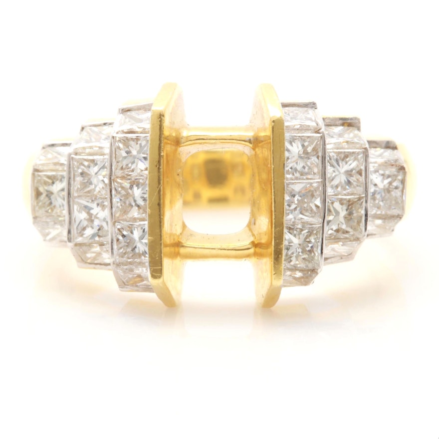 18K Yellow Gold 1.55 CTW Diamond Semi-Mount Ring
