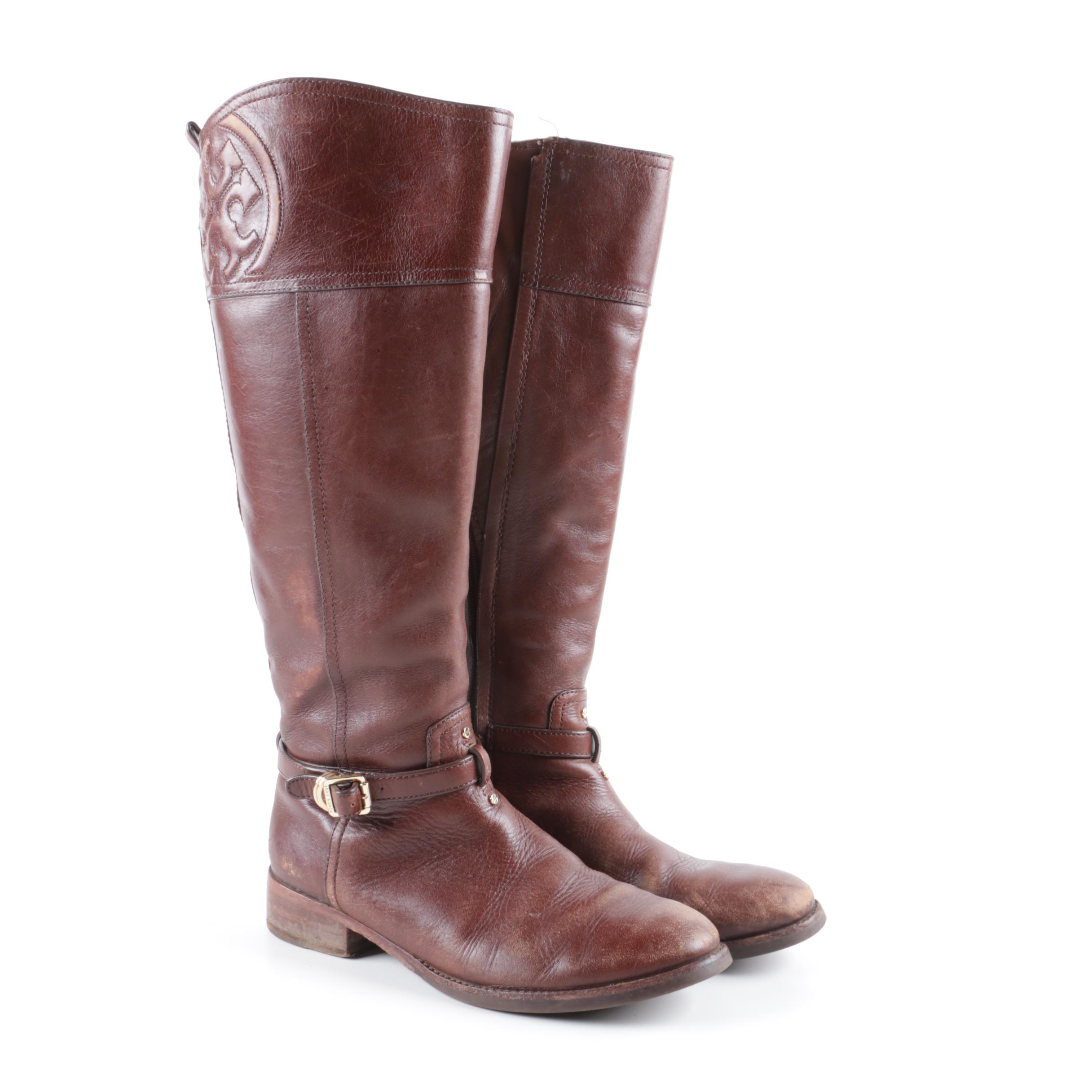 Tory Burch Marlene Brown Leather Riding Boots