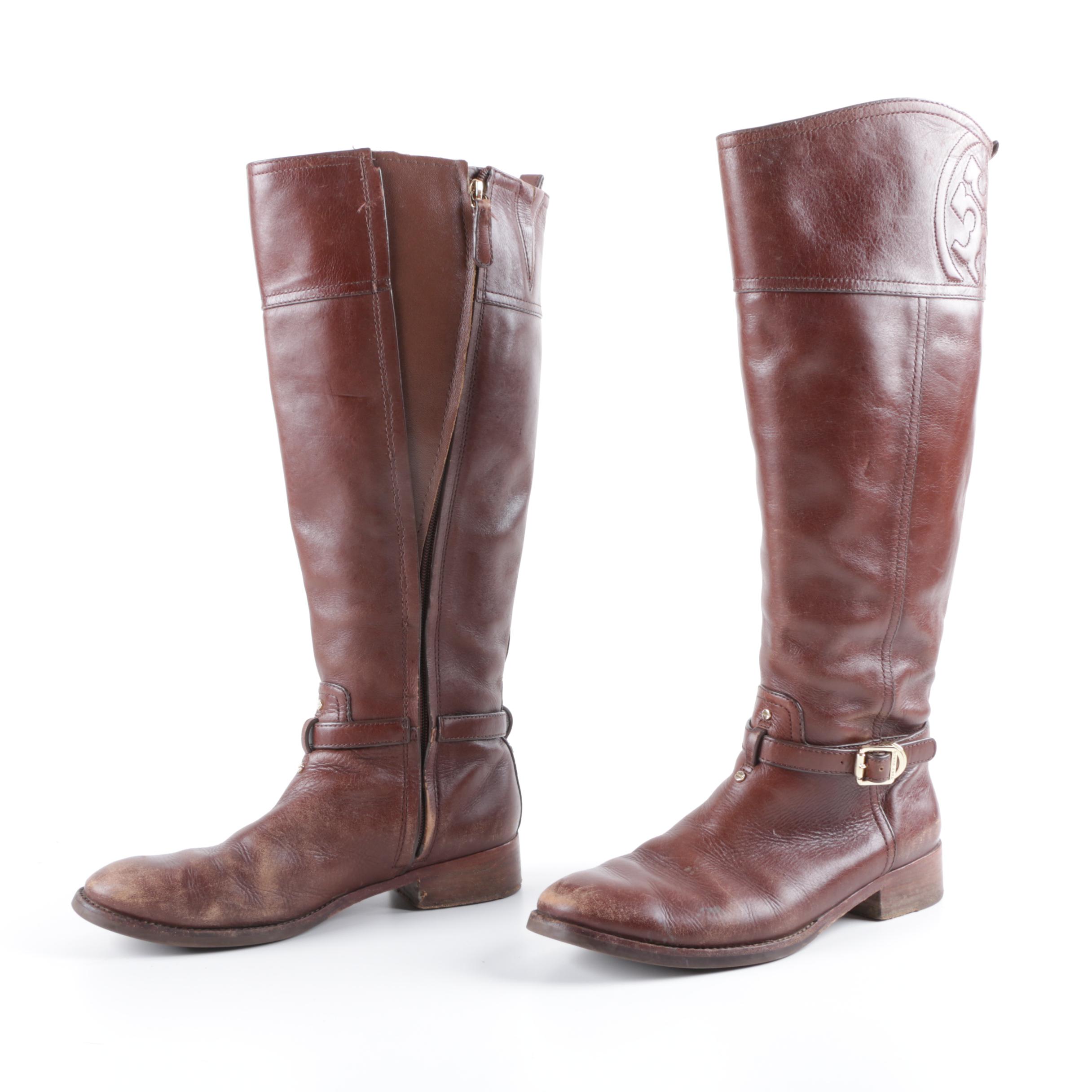 Tory Burch Marlene Brown Leather Riding Boots