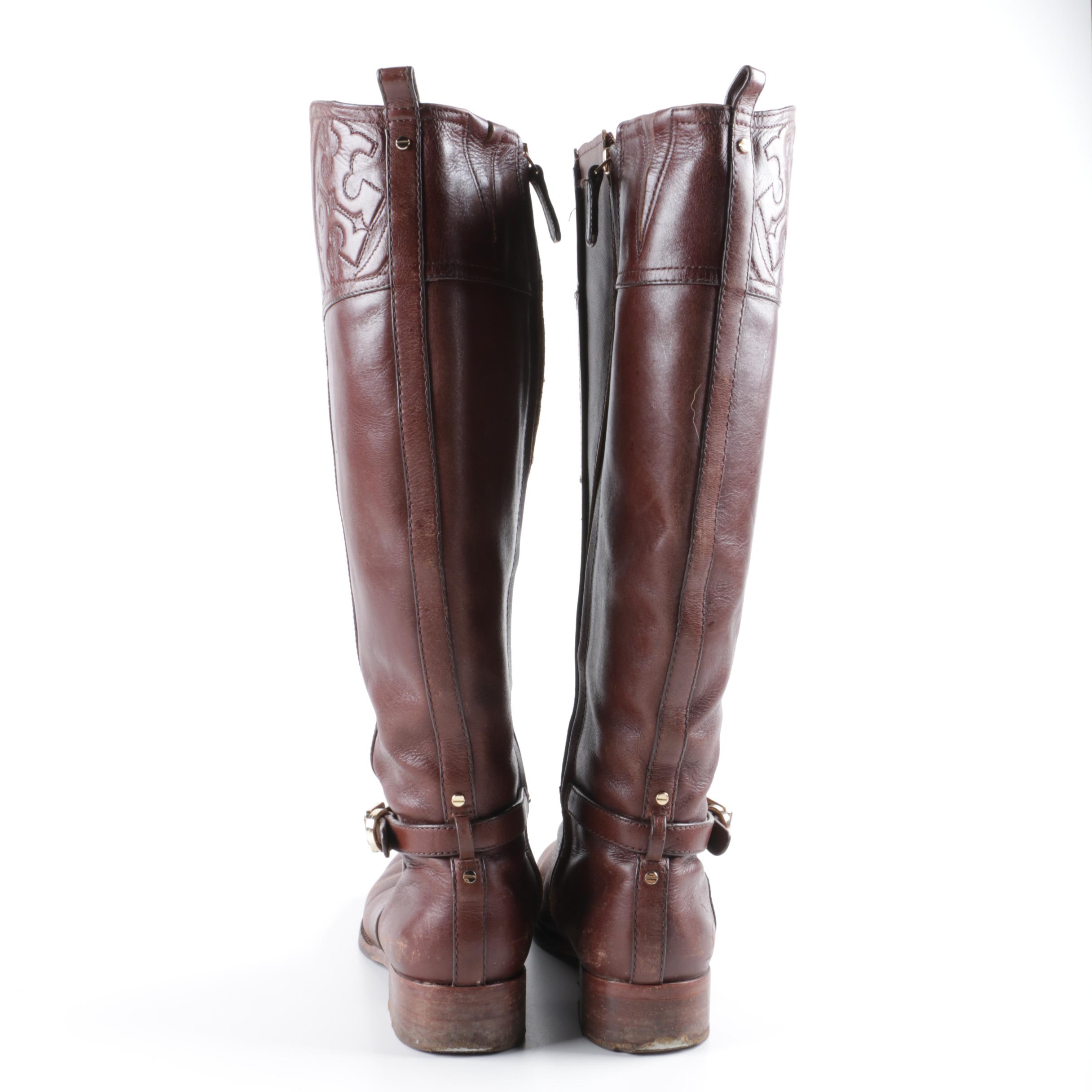 Tory Burch Marlene Brown Leather Riding Boots