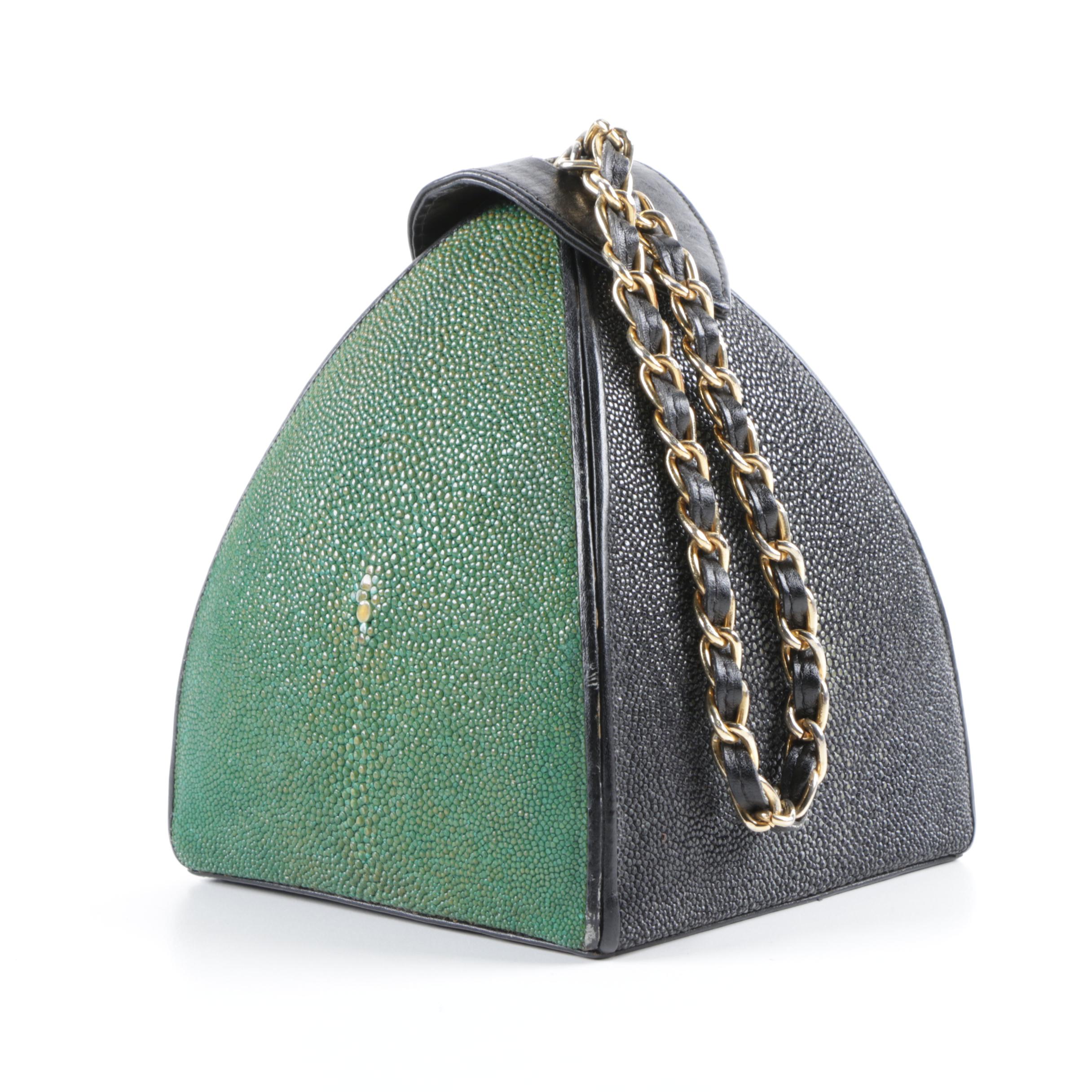 Stingray Skin Leather Triangular Box Purse