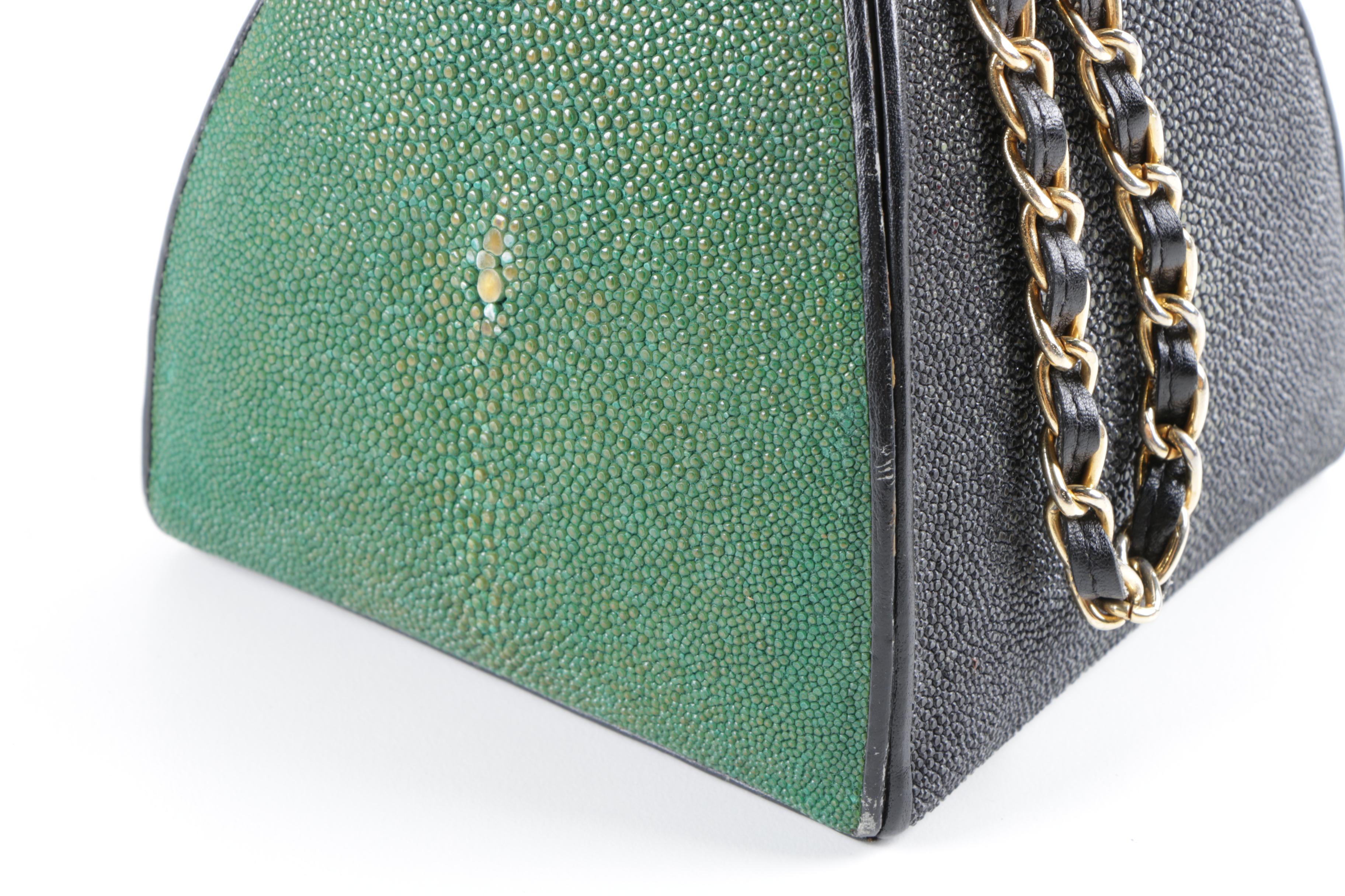 Stingray Skin Leather Triangular Box Purse