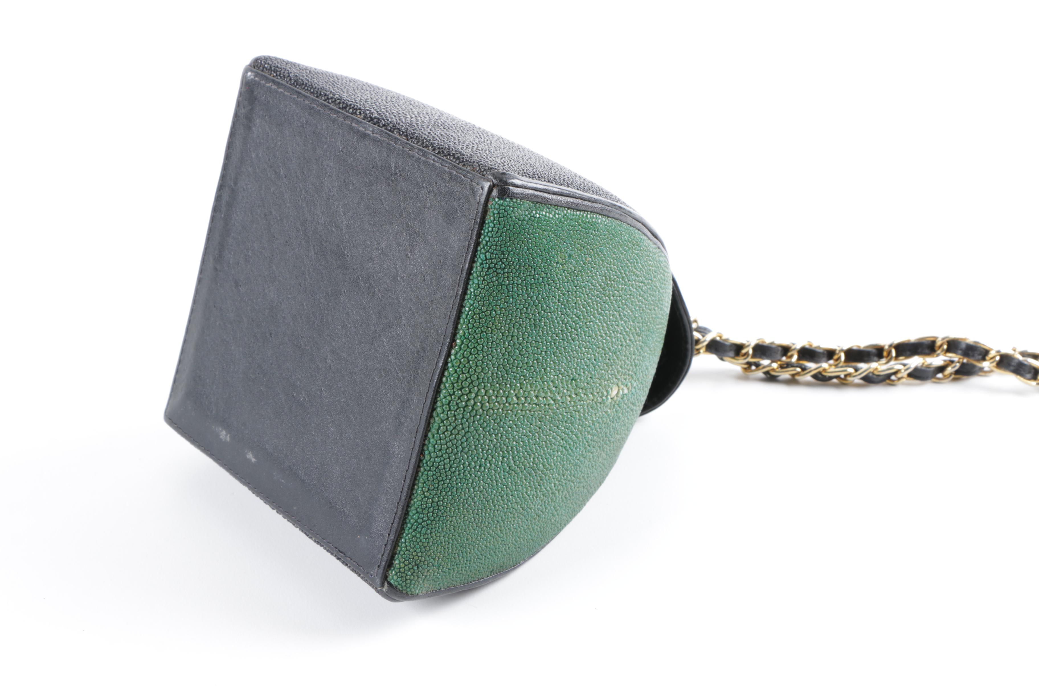 Stingray Skin Leather Triangular Box Purse