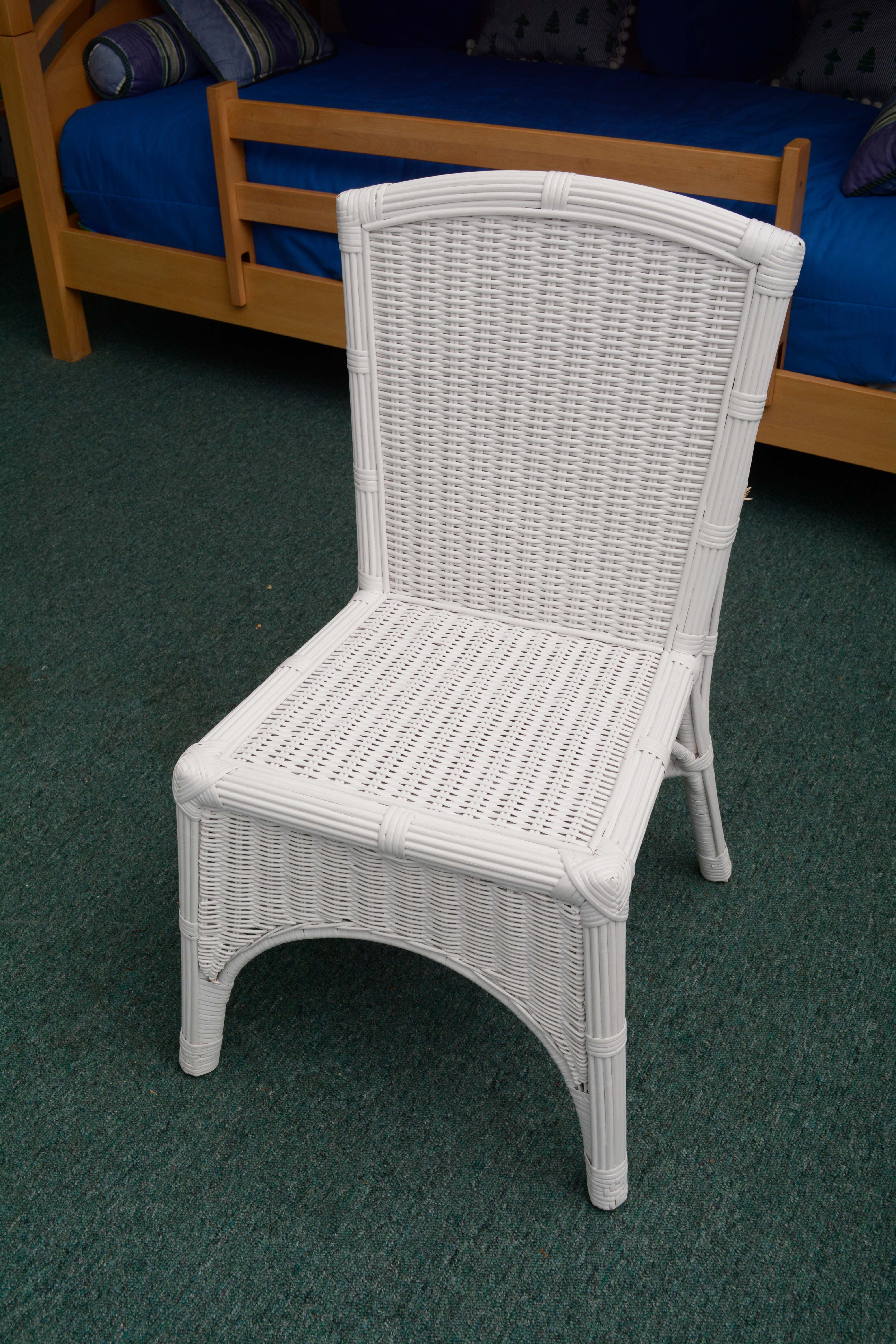 White Wicker Desk and Chair