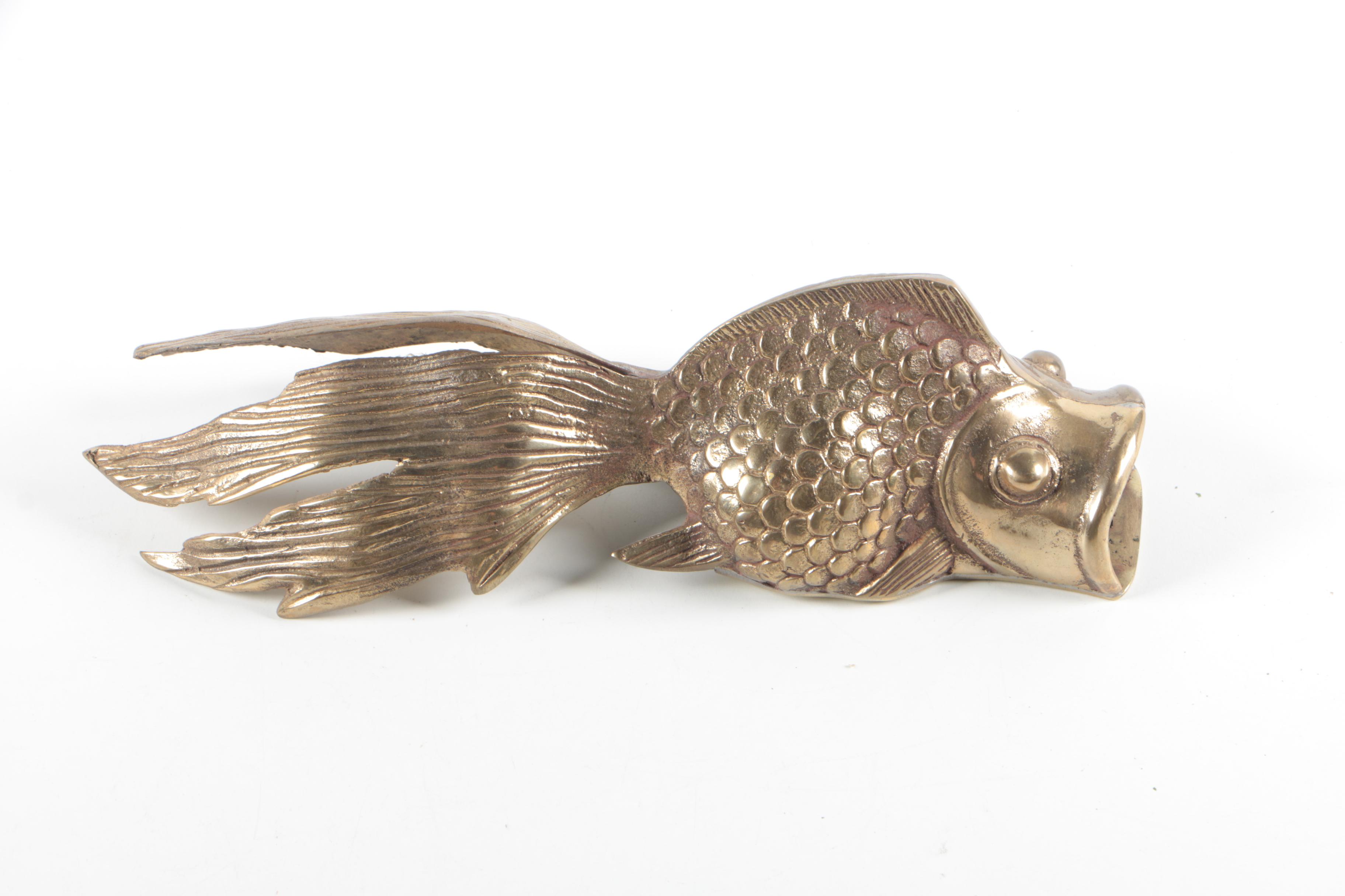 Vintage Brass Koi Fish Wall Hanging