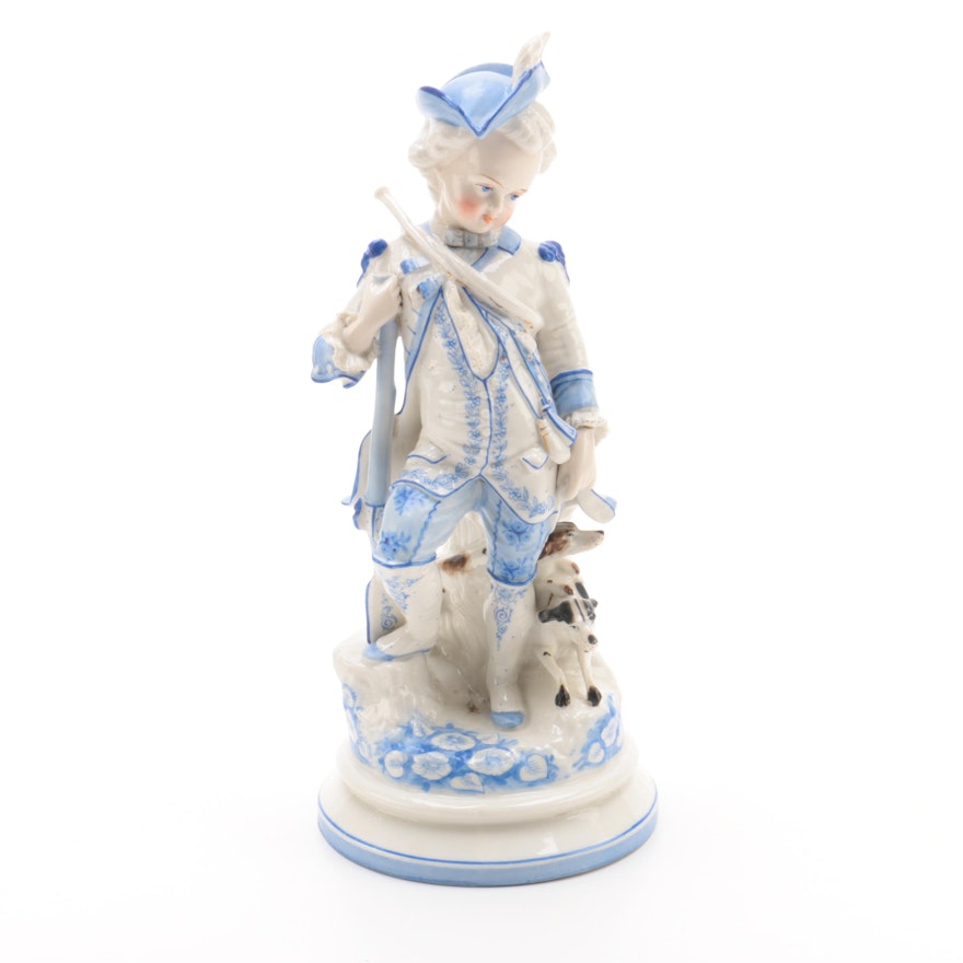 18th Century Style Figurine of Boy with Dogs