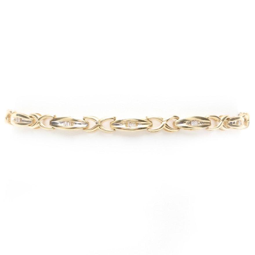 10K Yellow Gold Diamond Tennis Bracelet