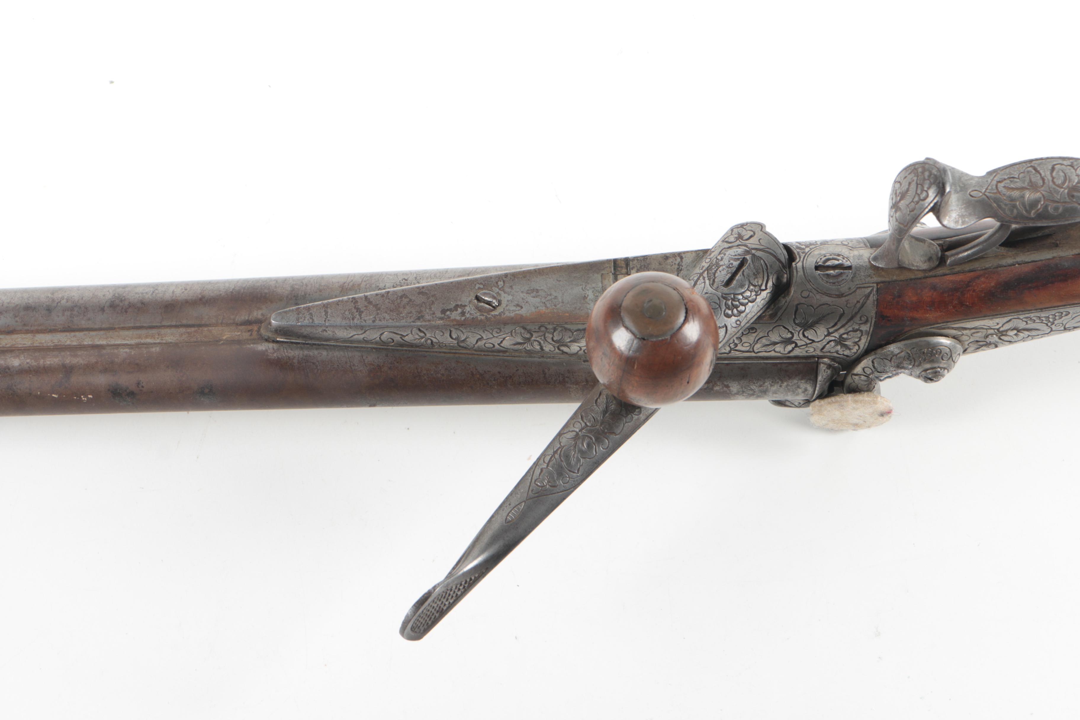 Antique Ornamented Pinfire Double Barrel Black Powder Shotgun