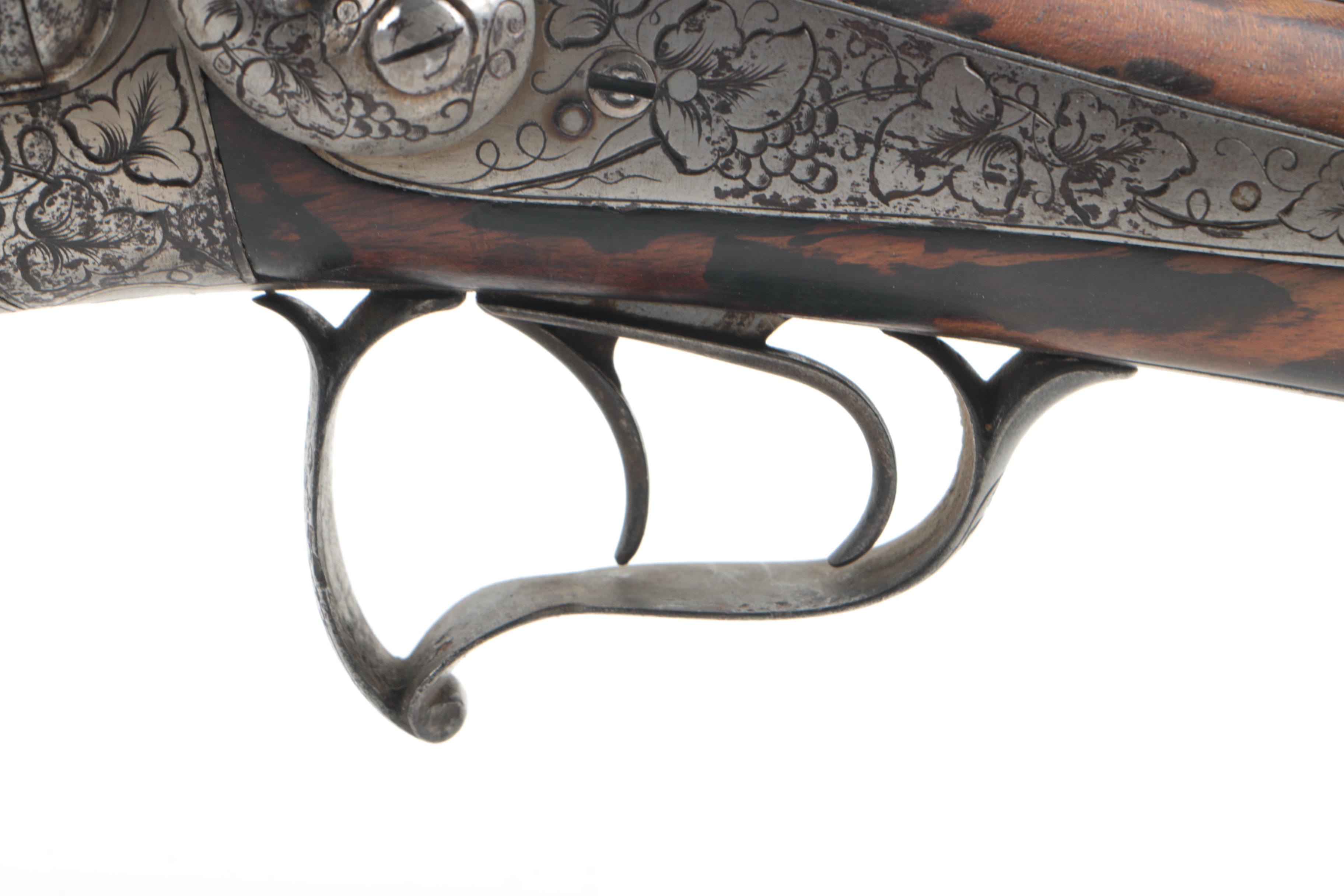 Antique Ornamented Pinfire Double Barrel Black Powder Shotgun