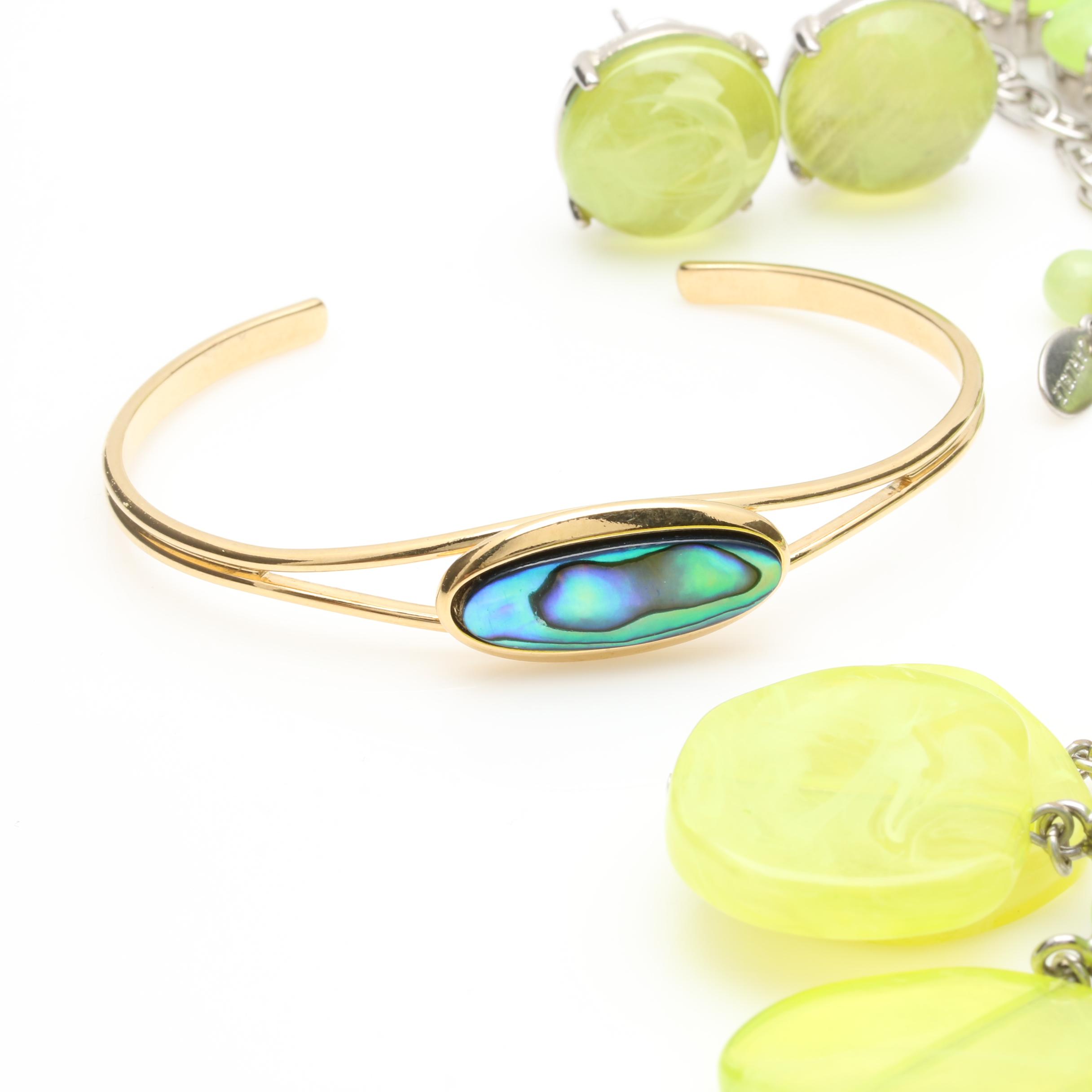 Costume Jewelry Featuring Pieces by Carlisle and Abalone Bracelet