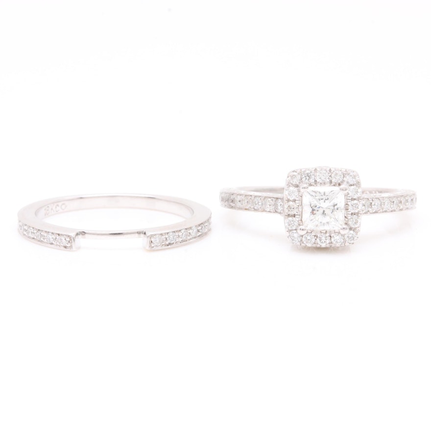 18K White Gold 1.02 CTW Diamond Ring Set