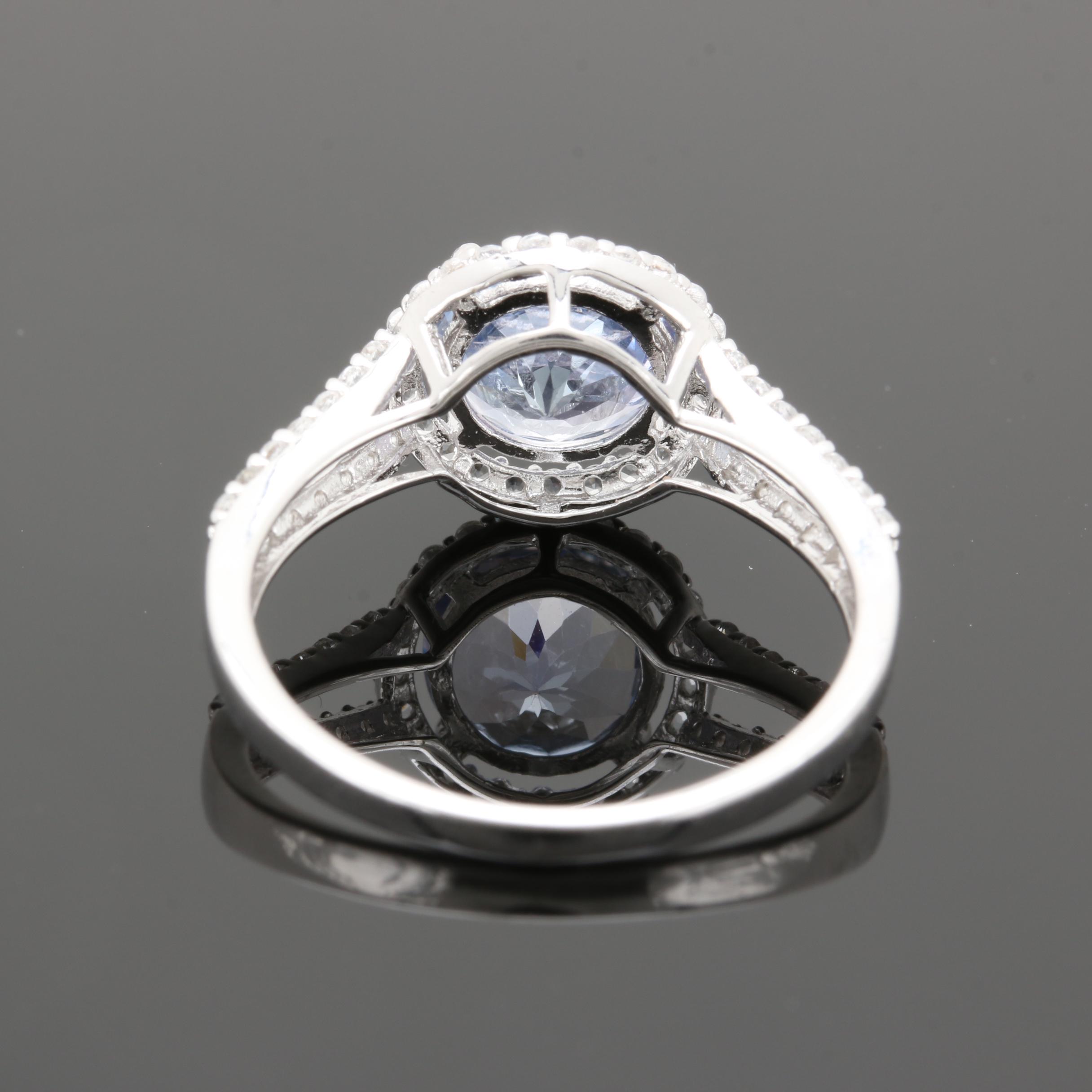 Sterling Silver Tanzanite and White Topaz Ring